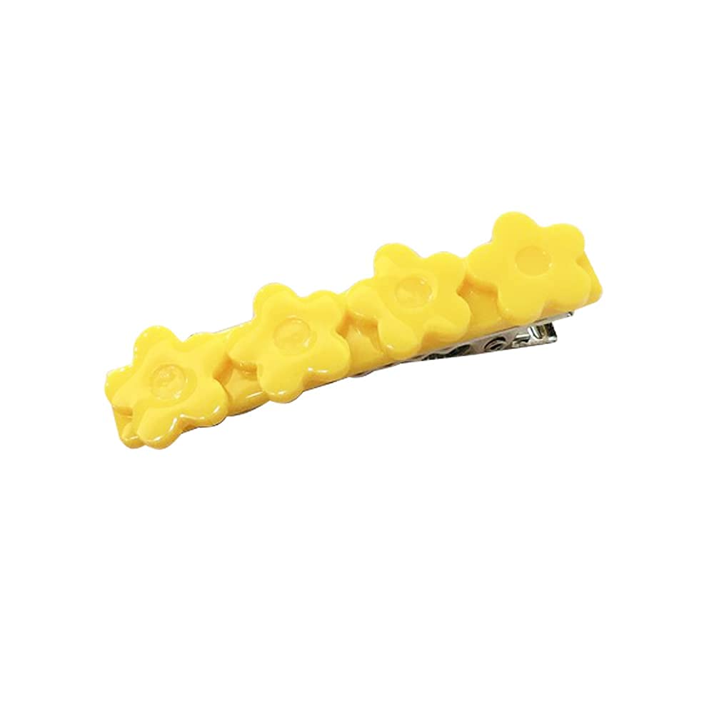 6pcs Cute Acrylic Flower Hair Clips for Girls & Women - Pink Rose, Red, Blue Hair Barrettes for Hair Decoration | Perfect for Parties, Weddings & Daily Styling (Yellow)