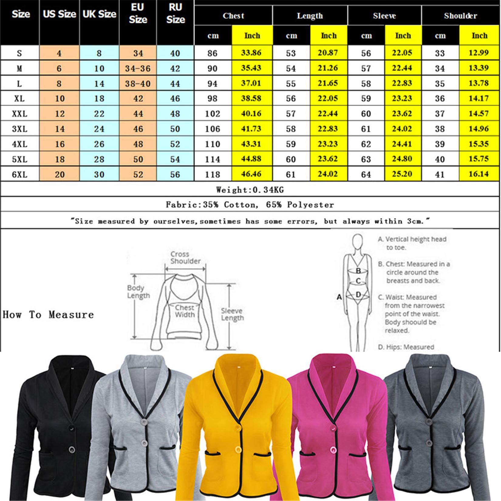 Andongnywell Women's Lightweight Blazer - Elegant Office Jacket for Work & Casual Wear