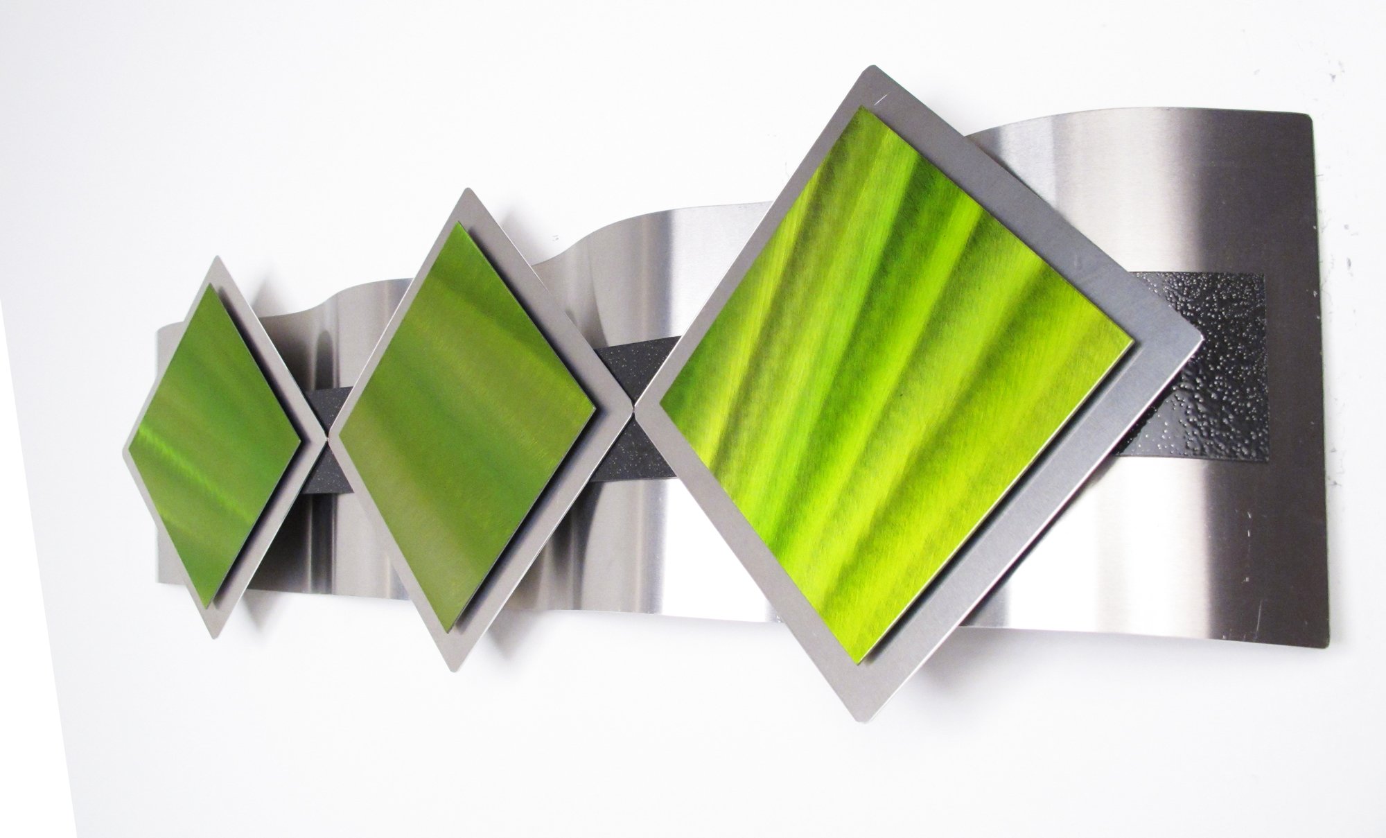 Modern Abstract Metal Wall Art Sculpture - Green Painting Home Decor for Living Room, Bedroom & Office - Mystic Reflections Glowing Gardens Design