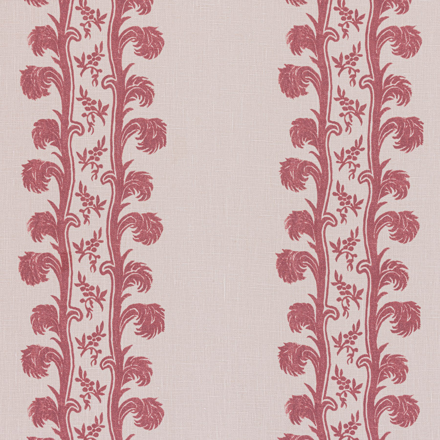 Plume Stripe Linen Fabric - Sutton Red Color Swatches | Premium Upholstery & Drapery Material Samples for Home Decor Projects