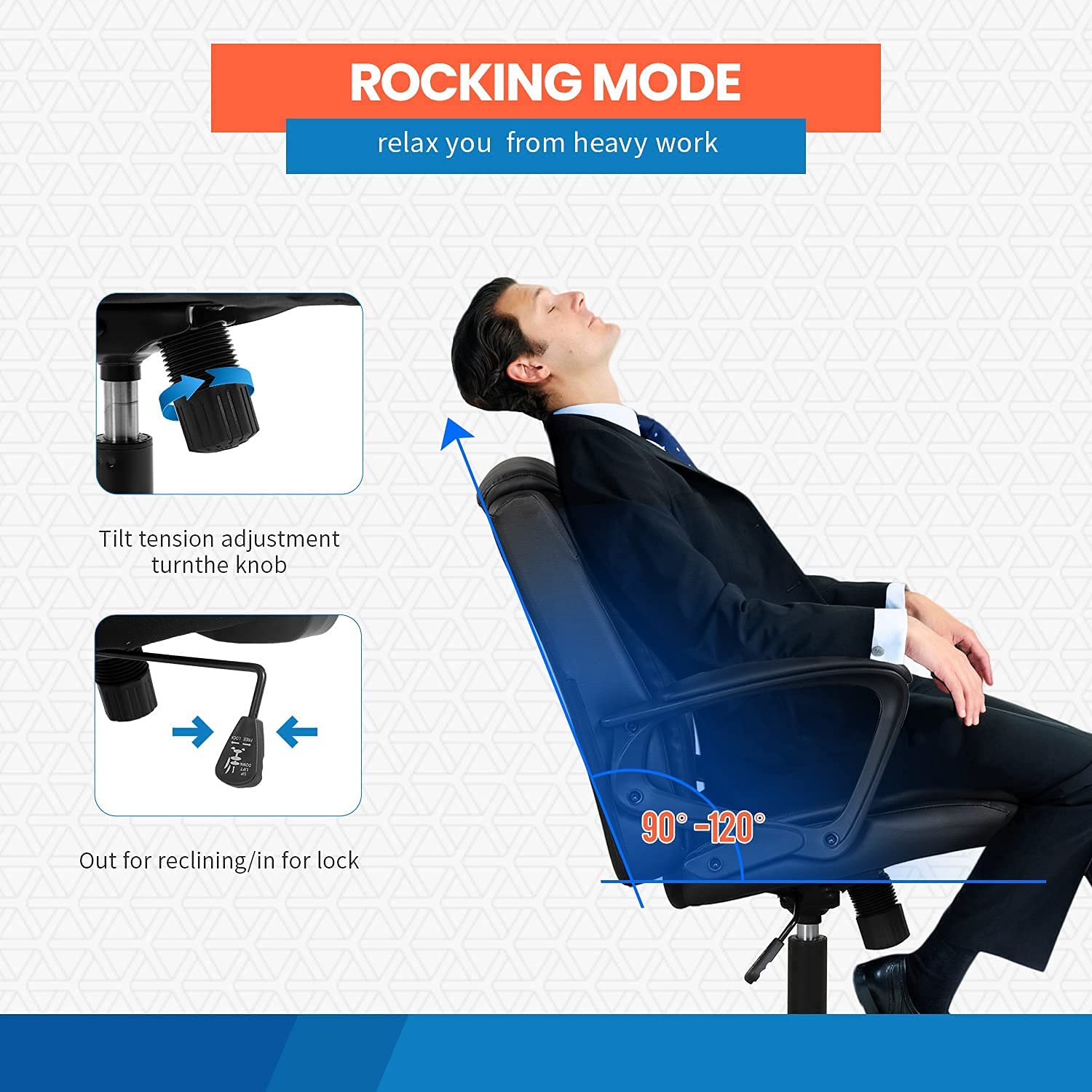 Ergonomic Office Chair with Mid Back & Lumbar Support - Big & Tall Computer Desk Chair for 250 lbs - Wide PU Leather Seat with Rolling Wheels - Perfect for Home Office, Gaming & Workspaces (Black)