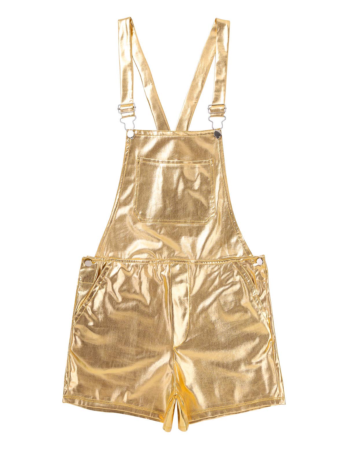 Men's Metallic Bib Overalls - Shiny Shorts for Festival & Fancy Dress