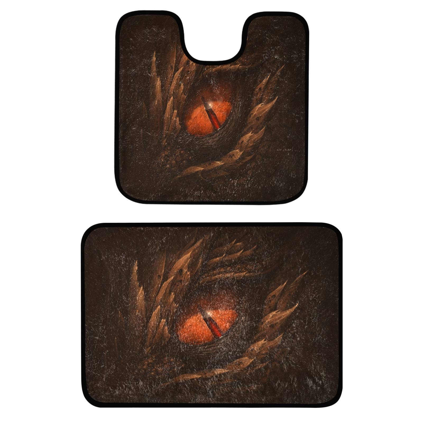 Blueangle Fantasy Dragon Bathroom Rugs Set - 2 Piece Microfiber Non-Slip Bath Mat & U-Shaped Toilet Rug, Ultra Absorbent Plush Shower Mat for Tub, Bathroom Floor - Perfect for Kids' Rooms, Fantasy Themed Bathrooms & Dragon Lovers