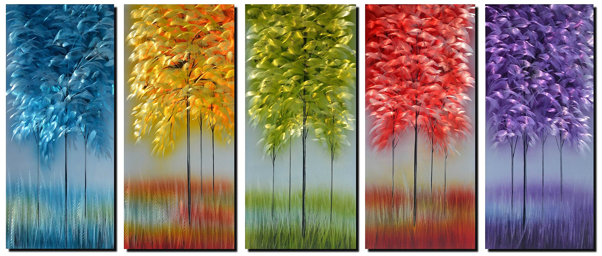 Handmade 3D Abstract Metal Wall Art - Multi-Colored Tree Design for Modern & Contemporary Home Decor (24