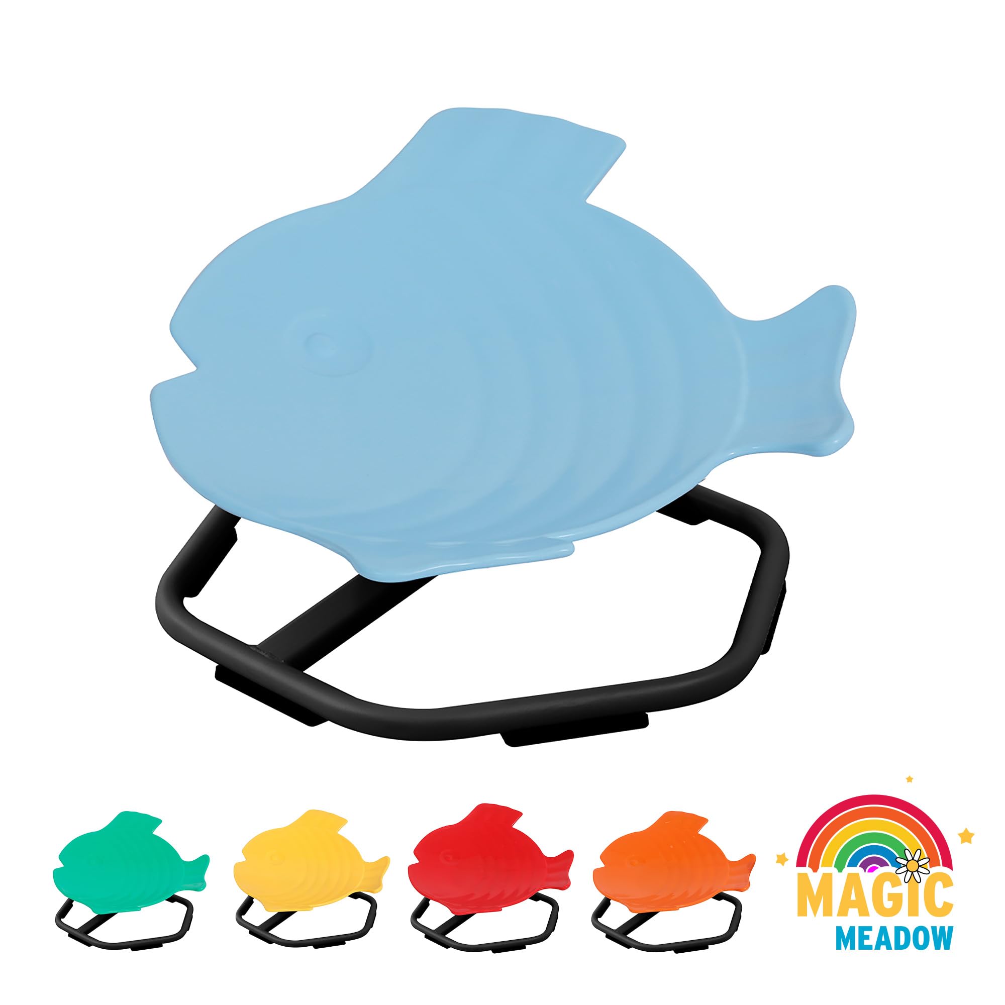 360° Spinning Sensory Fish Toy for Kids - Autism & ADHD Balance Wobble Chair - Indoor & Outdoor Use - Blue | Perfect for Sensory Play, Focus Improvement & Active Sitting in Classrooms & Home