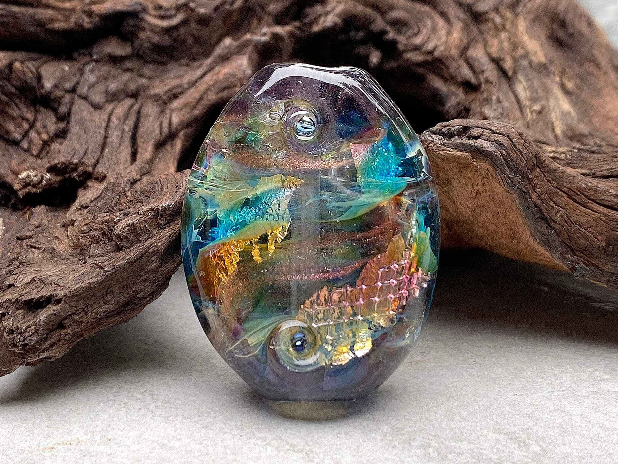 Handmade Sunken Treasure Lampwork Glass Focal Bead SRA for Jewelry Making - Perfect for Necklaces, Bracelets, and DIY Craft Projects
