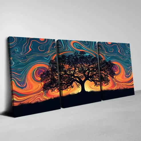 3-Piece Abstract Tree Wall Art Set - Framed Canvas Prints 60x90cm - High Quality Australian Made Living Room Decor - Ready to Hang for Home, Office & Bedroom Decoration