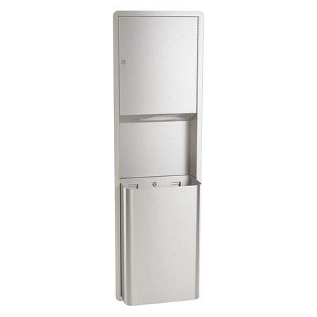 Bradley 234-10 Semi-Recessed Paper Towel Holder & Trash Bin Combo - Space-Saving Commercial Restroom Solution for Offices, Schools, and Public Washrooms