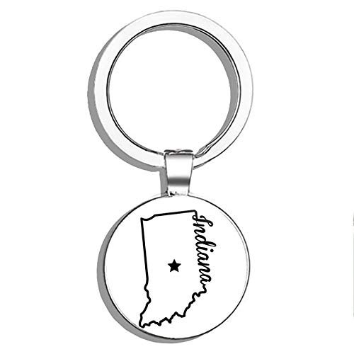 Indiana State Double Sided Stainless Steel Keychain - Durable Key Ring Holder for Car Keys, House Keys & Key Finder - Perfect for Travel, Gifts & Everyday Use