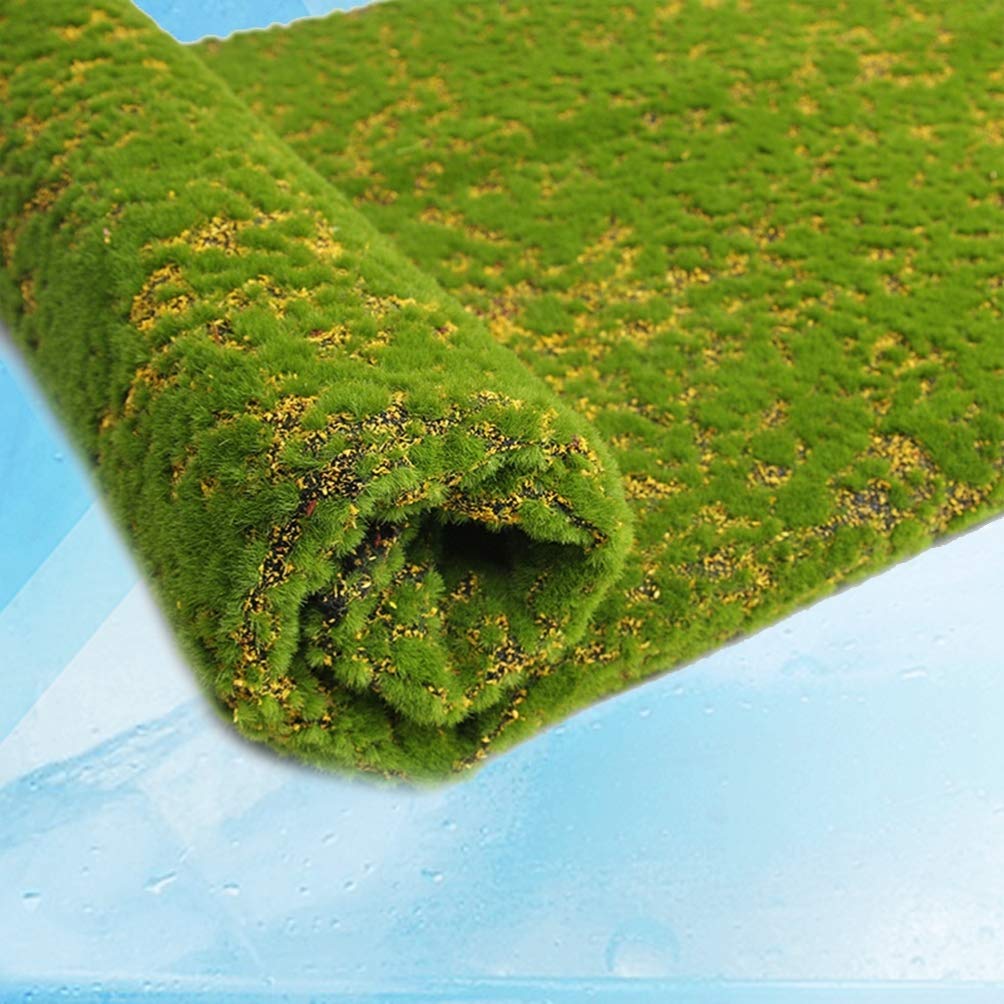 Premium Artificial Moss Mat - Fake Lichen DIY Synthetic Turf - Realistic Landscape Simulation Grass - Durable Fake Grass Rug for Home, Wedding, Garden & Patio Decor (Coffee Point/Yellow Point) - Perfect for Indoor & Outdoor Decoration, Table Centerpieces, and Backdrop Design