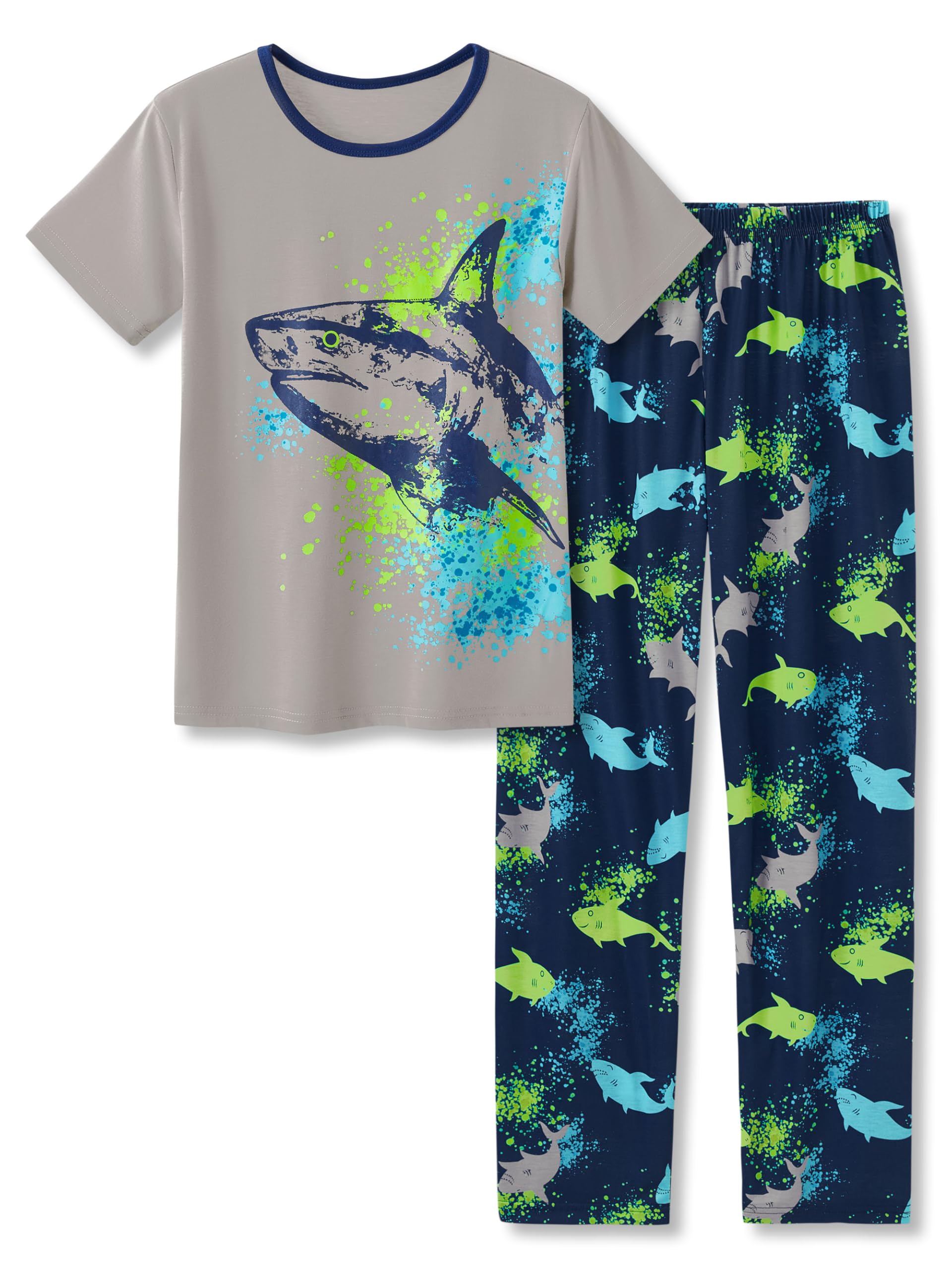 Tebbis 2-Piece Boys' Pajama Set - Soft & Cozy Gamer PJS with Yellow Short Sleeve Top & Pants (Sizes 6-18) - Perfect for Sleepovers, Gaming Nights & Relaxing at Home