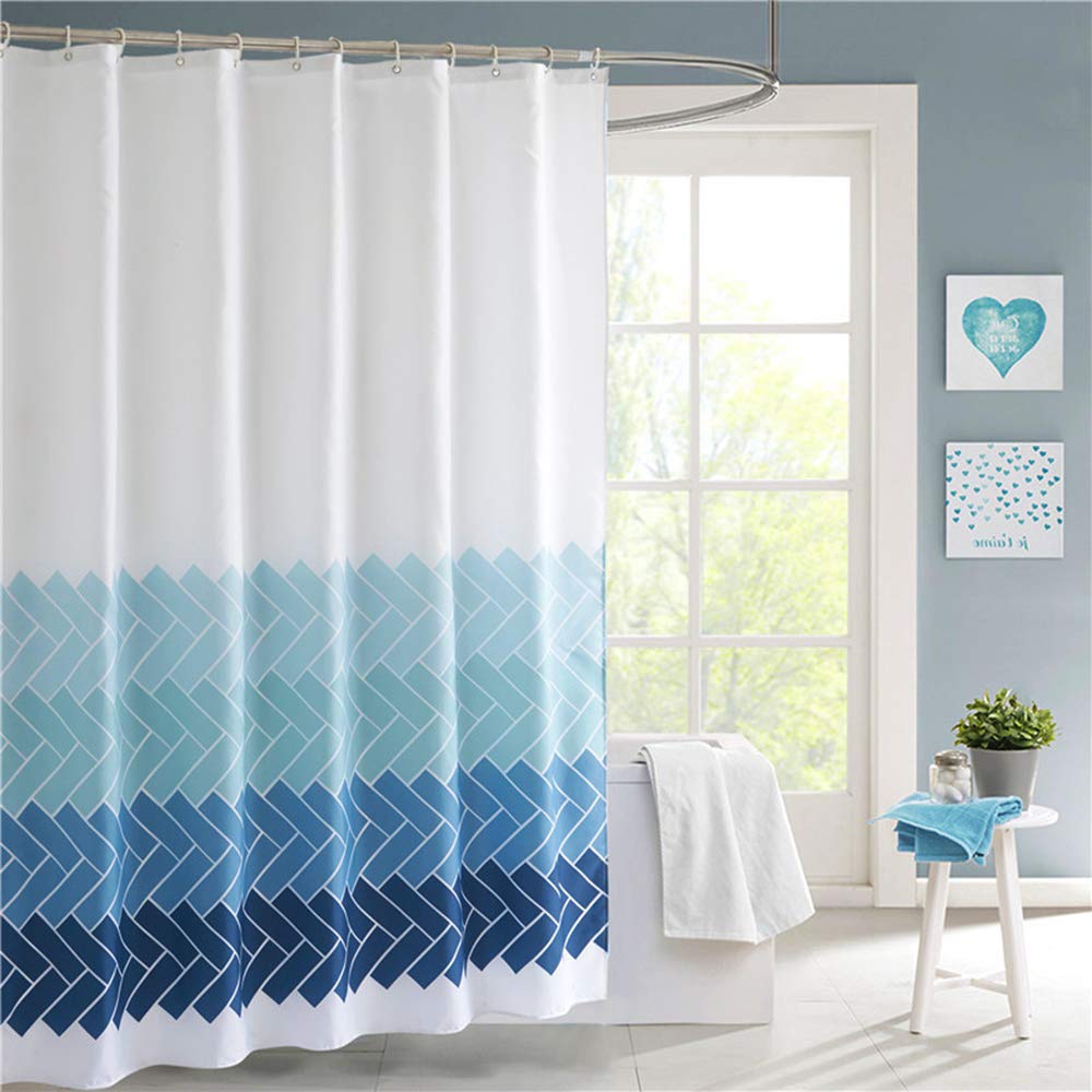 Premium White & Blue Dacron Shower Curtain 71