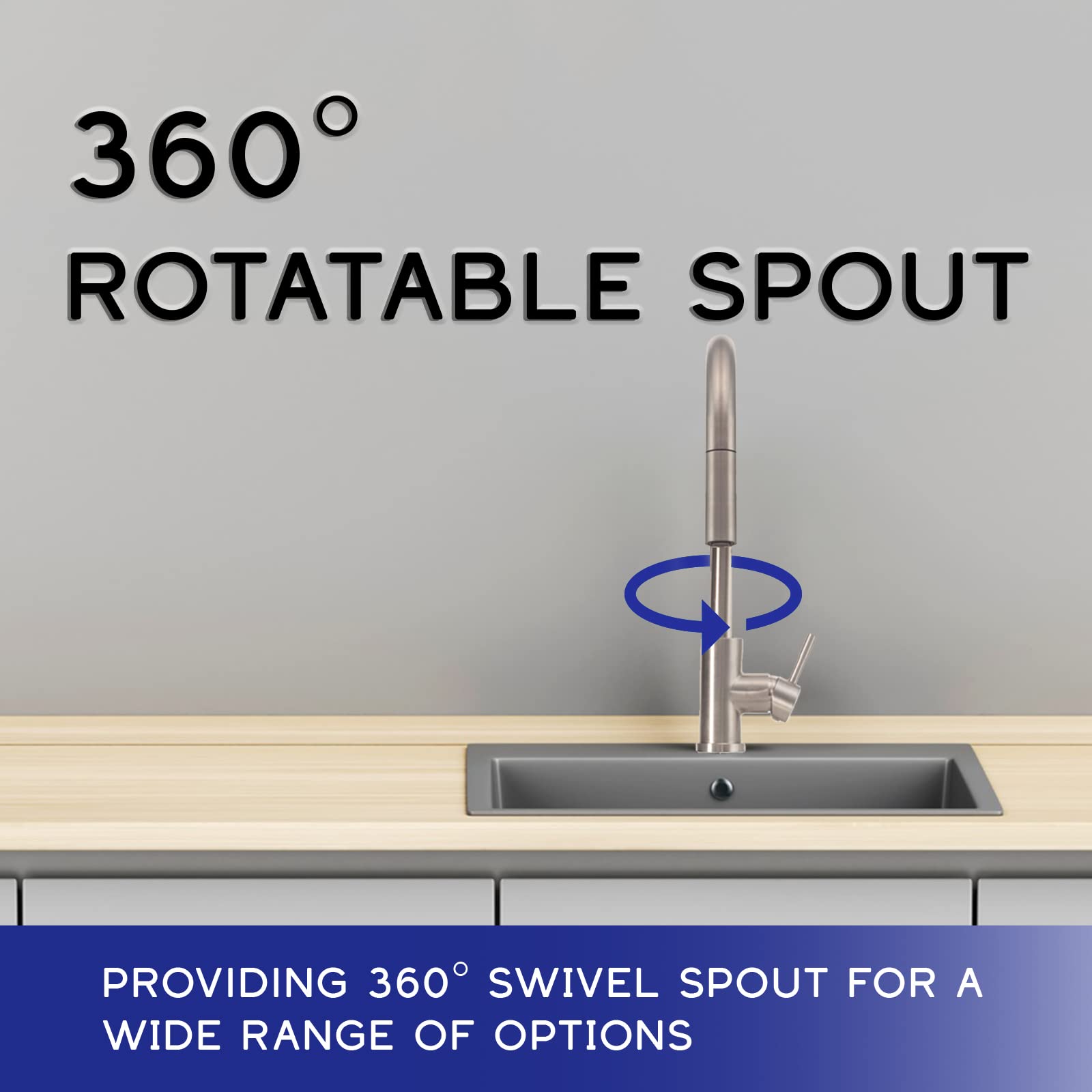 Strictly Sinks Pull Down Kitchen Faucet - Brushed Nickel Laundry Faucet with 360° Swiveling Spout & Dual Spray Modes for Kitchen, Bar & Utility Sink | Perfect for Washing Dishes, Filling Pots & Cleaning Tasks