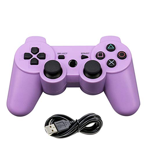 Wireless PS3 Game Controller with USB Charging Cable - Ergonomic Design for Comfortable Gaming - Purple Gamepad for Sony PlayStation 3 - Perfect for Long Gaming Sessions & Multiplayer Battles
