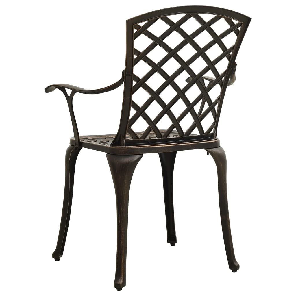 vidaXL 5-Piece Bronze Outdoor Bistro Set | Durable Cast Aluminum Patio Furniture | Stylish Garden Dining Table & Chairs with Umbrella Hole | Perfect for Backyard, Poolside & Outdoor Dining