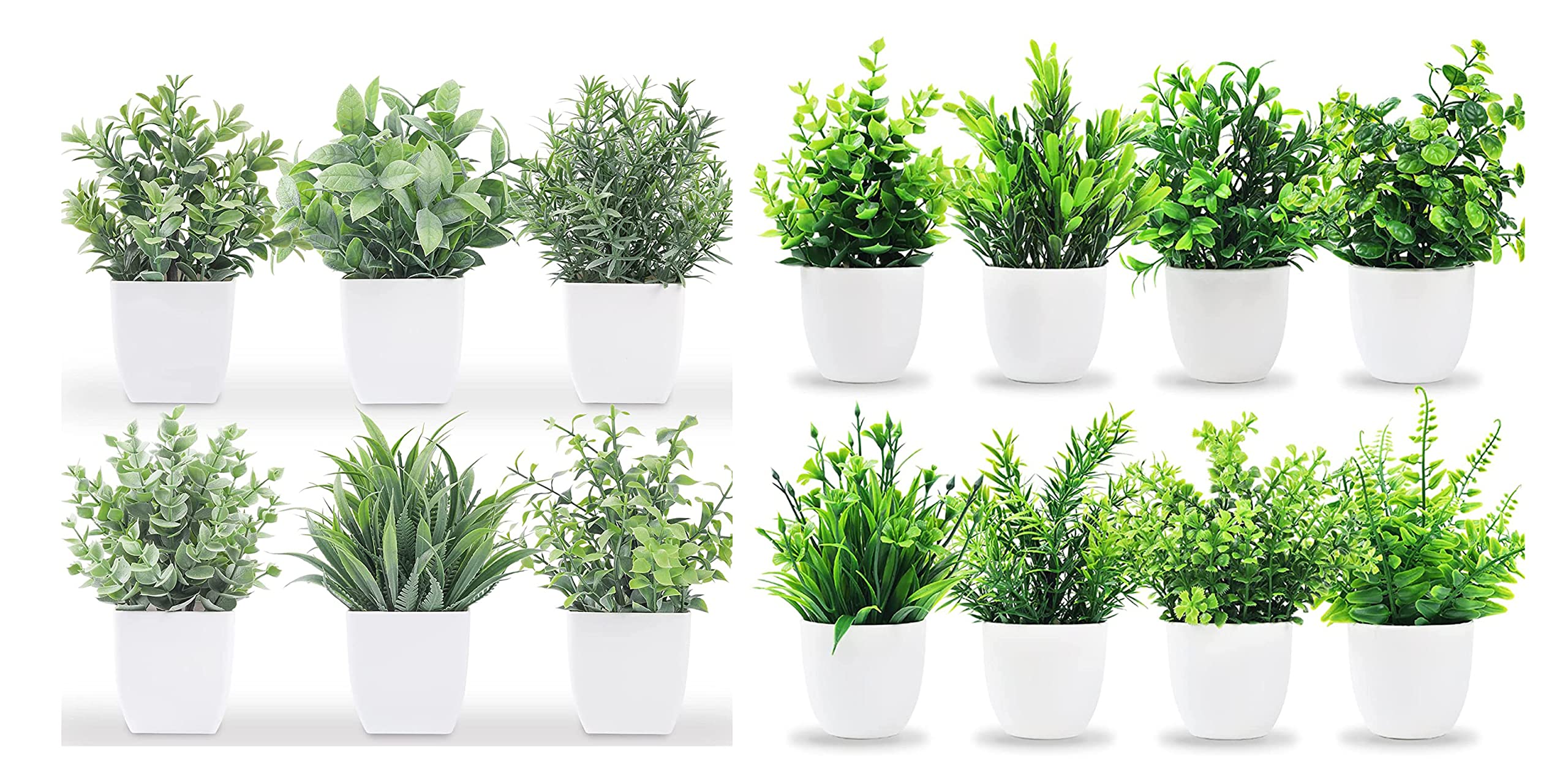 6 Pack Artificial Greenery Eucalyptus Plants in Pots + 8 Pack Fake Plants for Home Decor - Perfect for Bedroom, Living Room, Office & Wedding Centerpieces