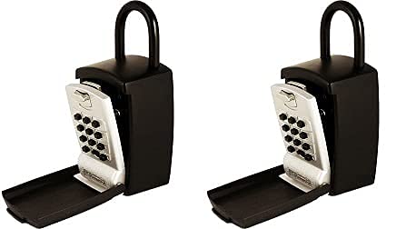 KeyGuard SL-501 Heavy Duty Punch Button Key Storage Box - Large Capacity Secure Lock Box with Shackle, Black Finish (2 Pack) - Perfect for Home, Office, Vacation Rental & Property Management Key Storage