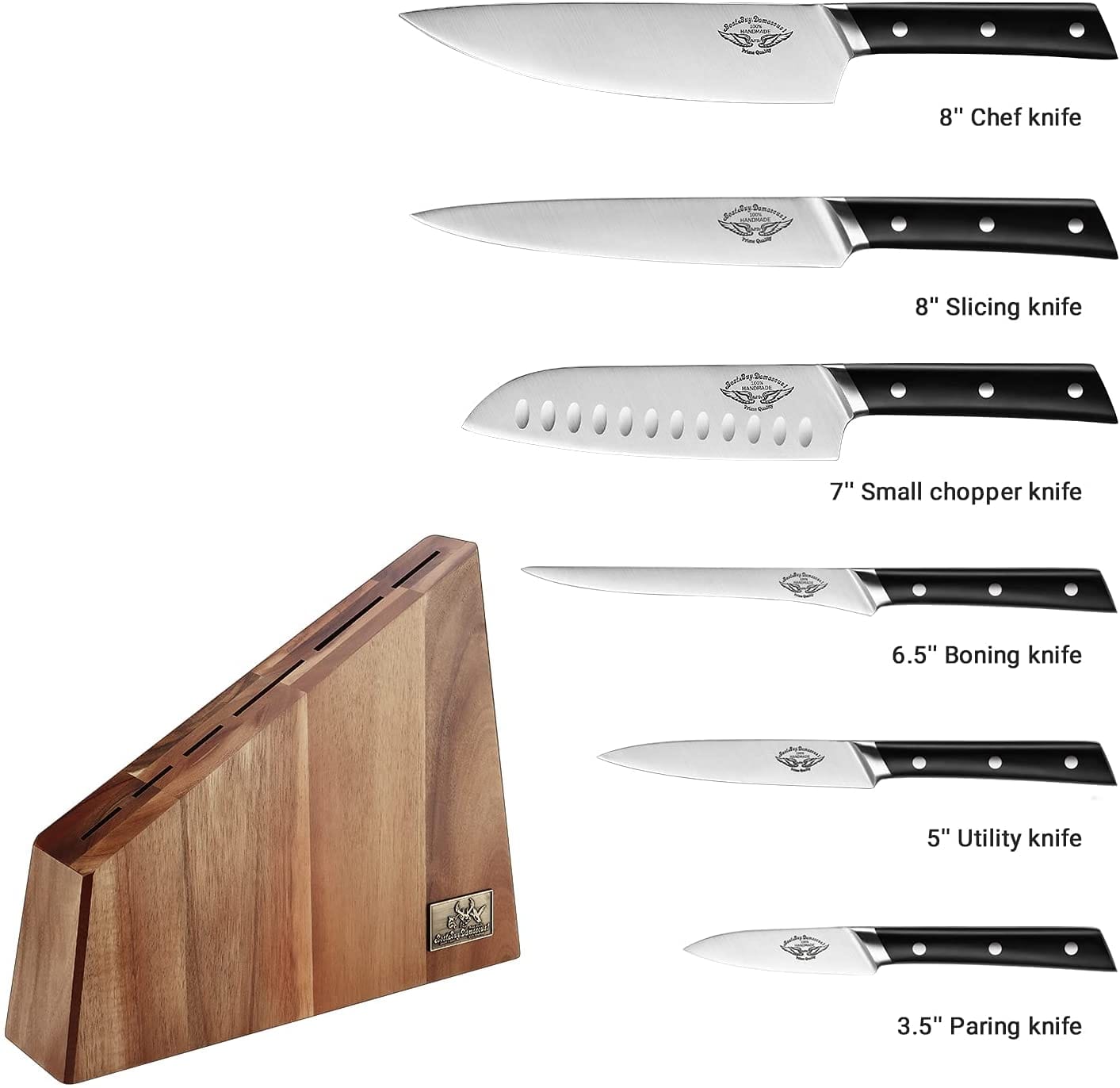 Premium 7-Piece Knife Block Set - High-Quality Stainless Steel Kitchen Knives with Wooden Holder - Perfect for Home Cooking, Professional Chefs & Gift Giving