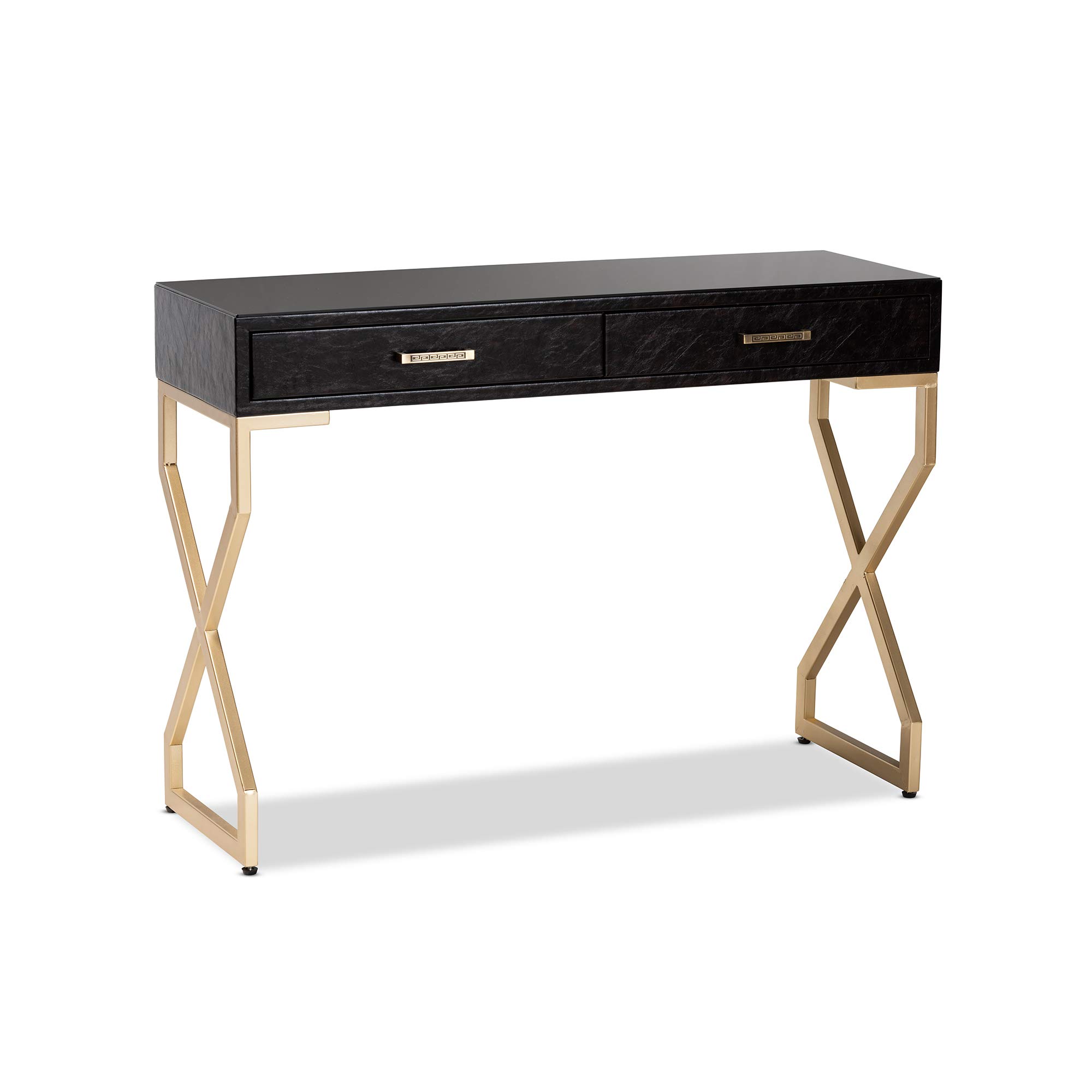 Baxton Studio Modern Console Table - Dark Brown & Gold Finish - Entryway, Living Room, Hallway Furniture for Home Decor