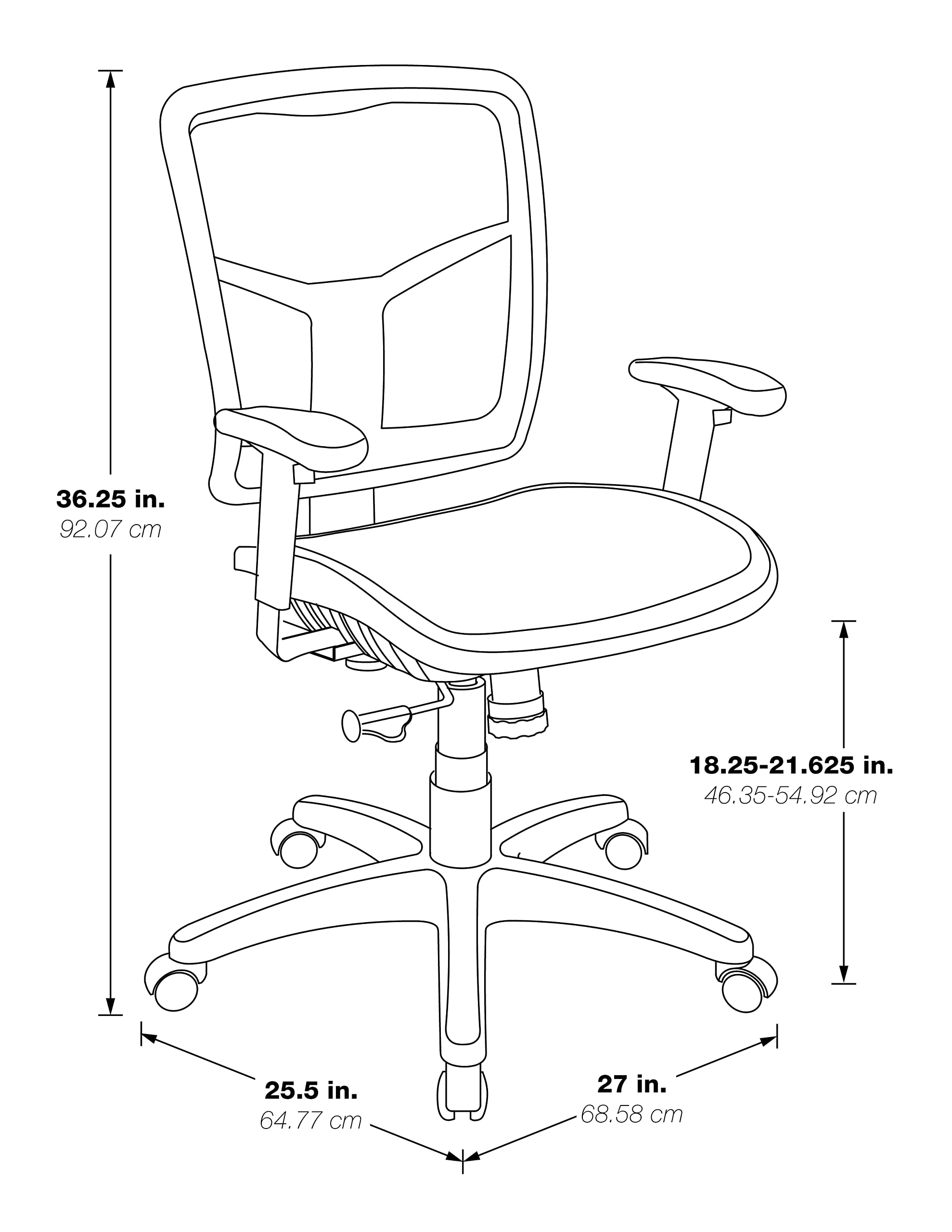 Office Star ProGrid Manager's Office Task Chair - Adjustable Height Arms, Ratchet Back Support & Breathable Mesh Seat - Ergonomic Black Desk Chair for Home Office, Conference Rooms & Workstations