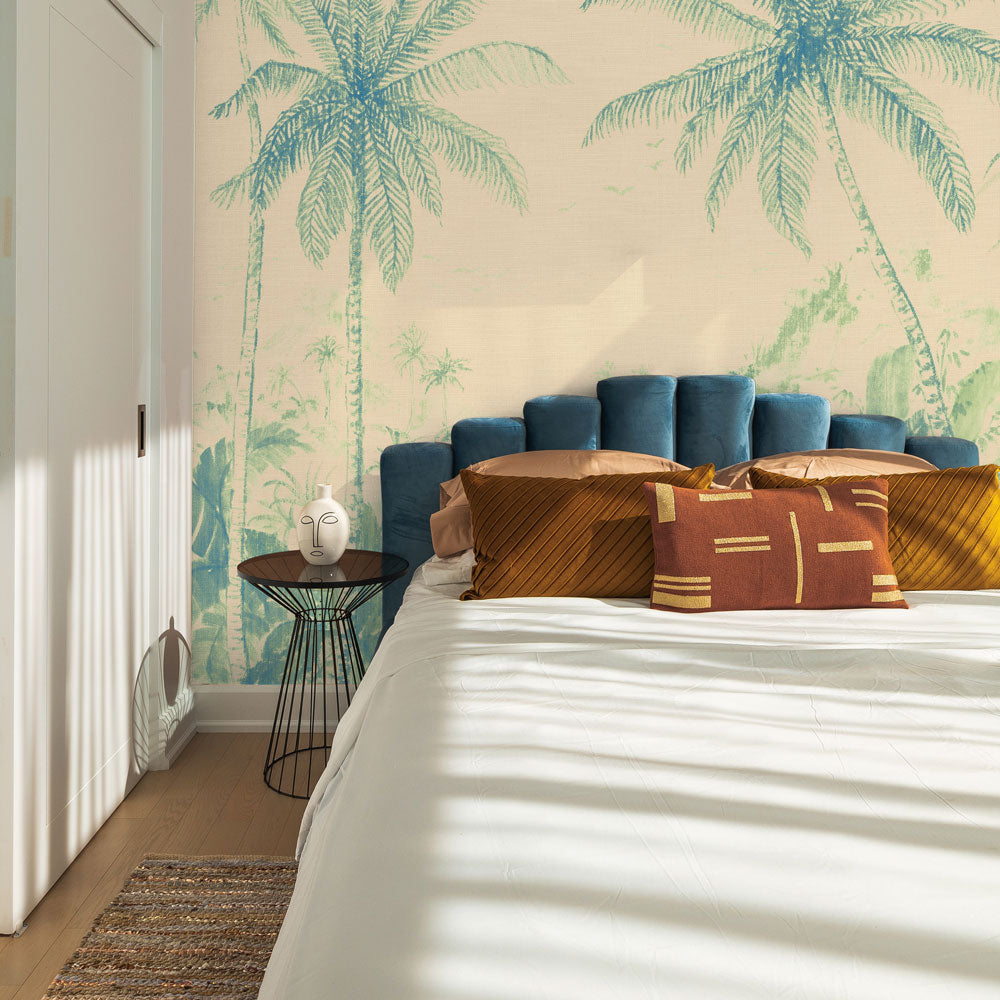 Grand Palm Peel and Stick Wall Mural - Self-Adhesive Tropical Leaf Wallpaper for Bedroom, Living Room & Office Decor - Easy DIY Home Renovation
