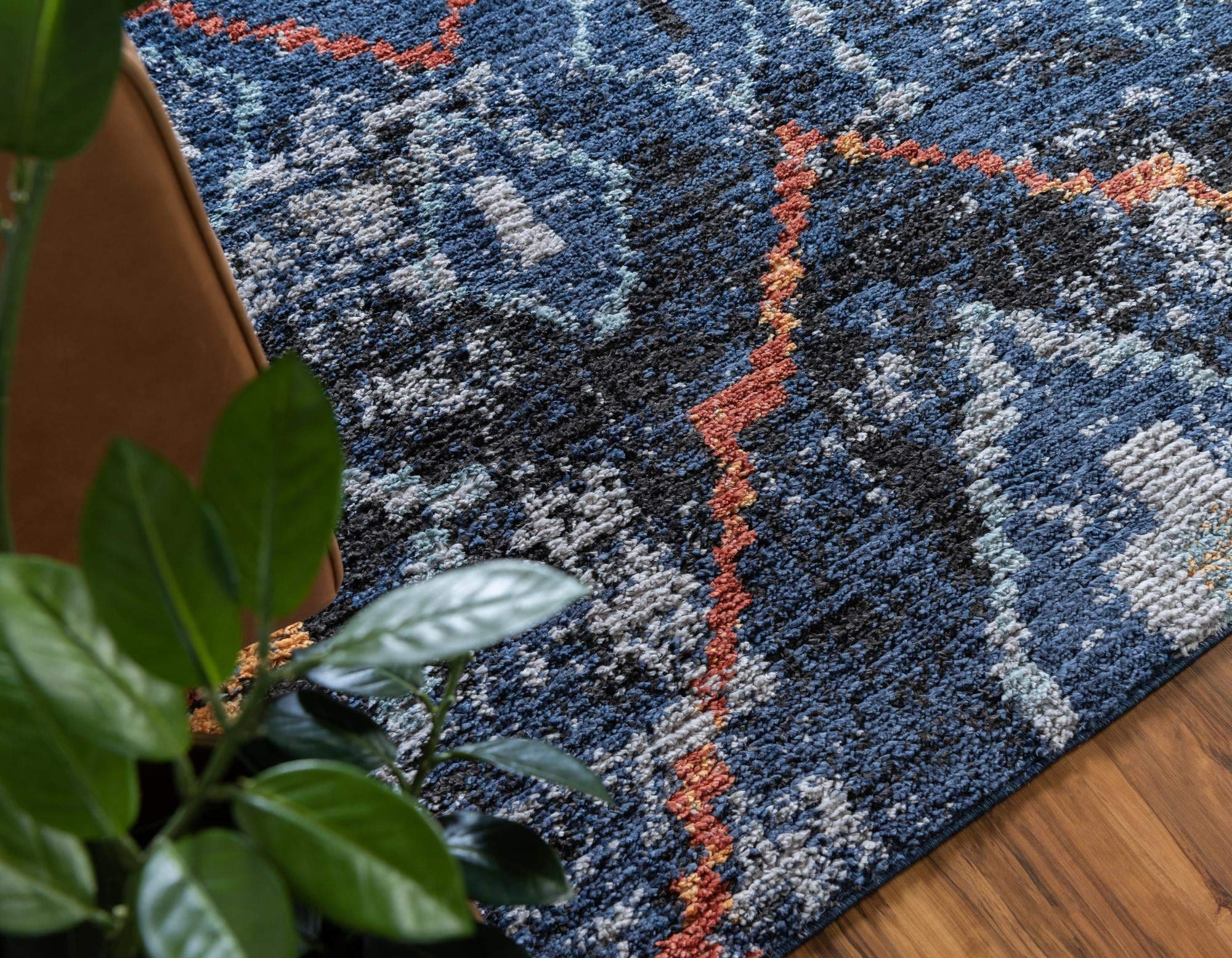 Premium 5' x 8' Navy Blue High-Pile Moroccan Rug - Soft Plush Living Room Carpet for Bedroom, Dining Area & Open Floor Plans | Handmade Boho Chic Decor | Rugs.com Morocco Collection