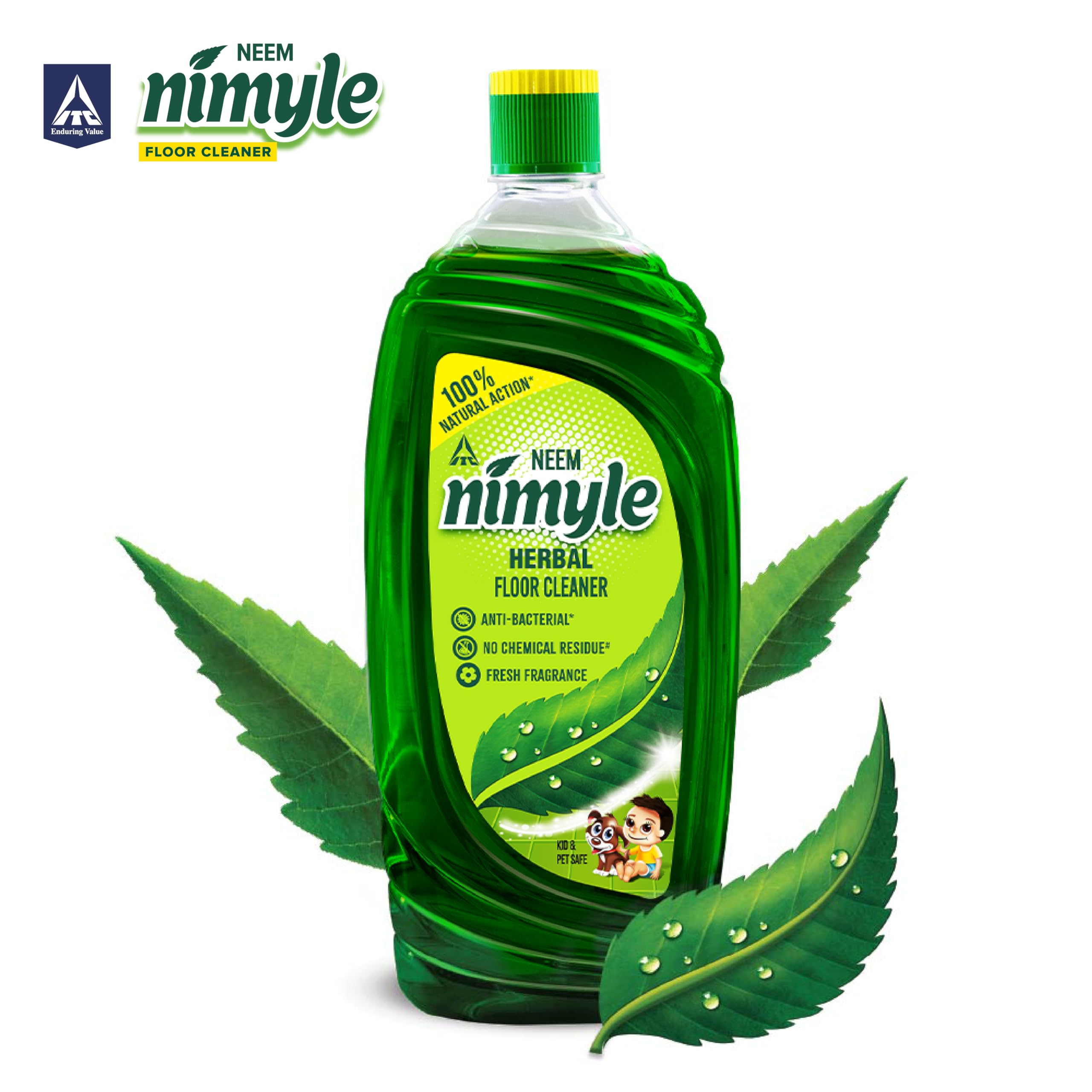 Nimyle Eco-Friendly Herbal Floor Cleaner 890ml - Natural Neem Power for 99.9% Antibacterial Protection | Safe for Hardwood, Tile & Laminate Floors | Perfect for Homes with Kids & Pets