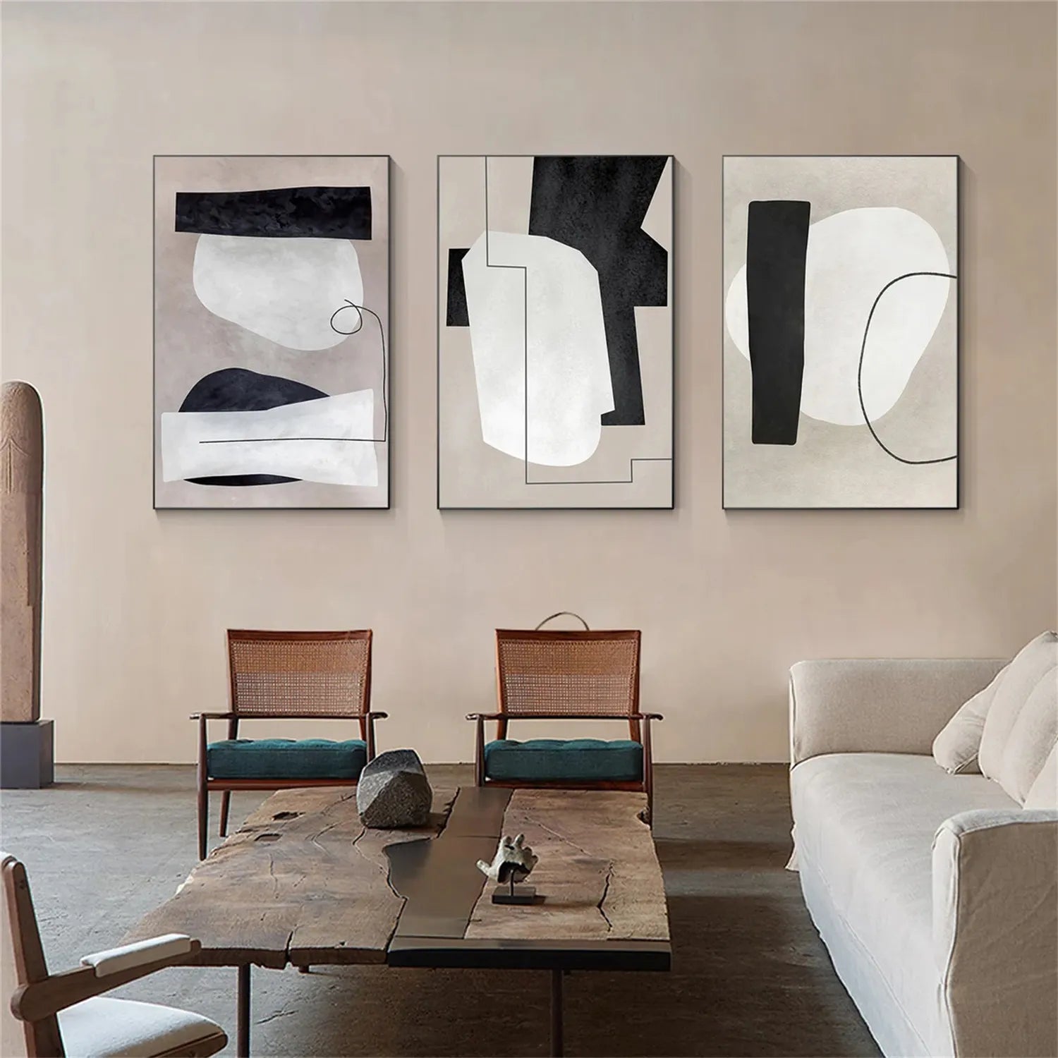 Custom Abstract Tranquility Wall Art Set of 3 - Modern Canvas Paintings for Living Room, Bedroom & Office Decor #WS179
