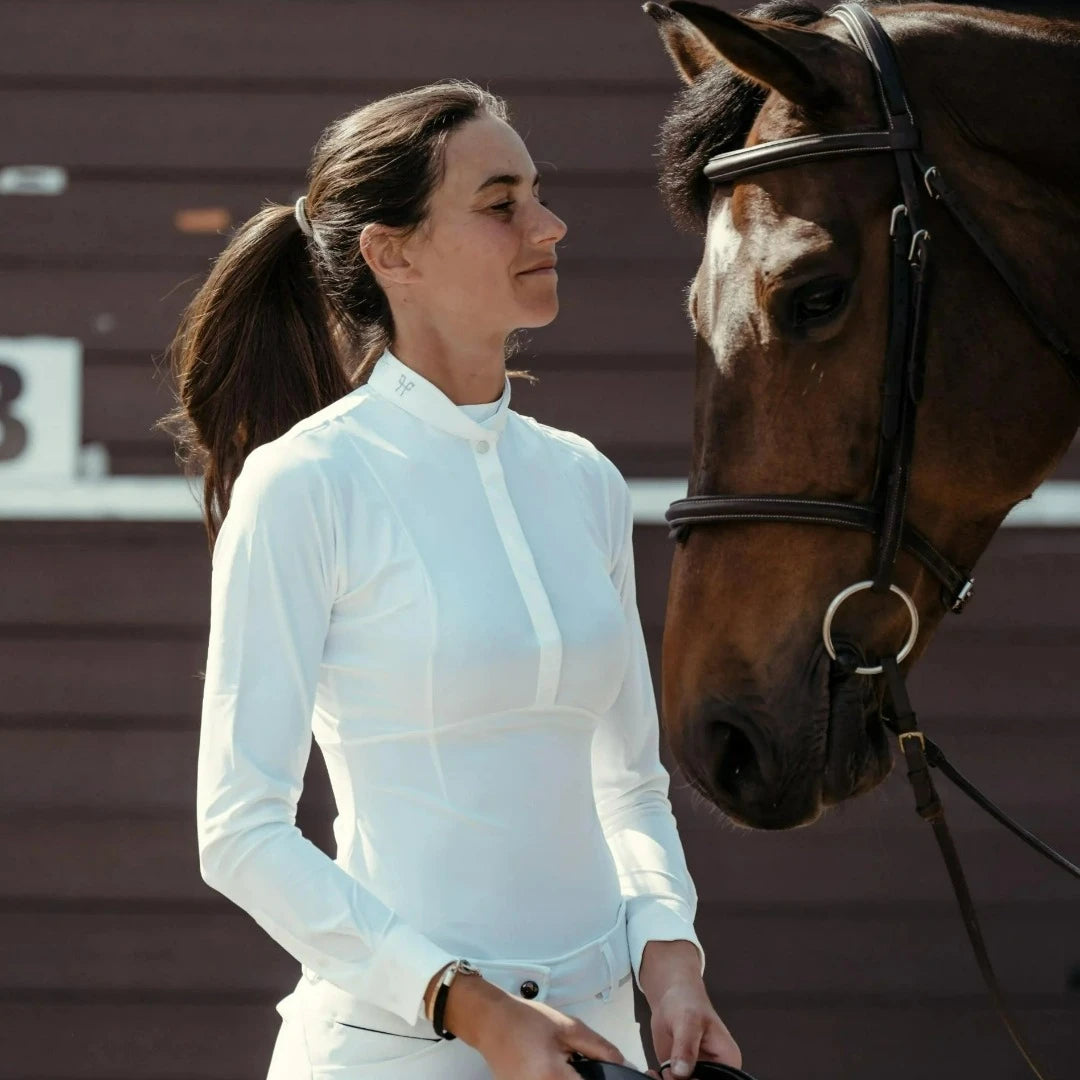Aerolight Women's Competition Long Sleeve Riding Shirt - Breathable Equestrian Show Shirt for Horseback Riding & Dressage Events