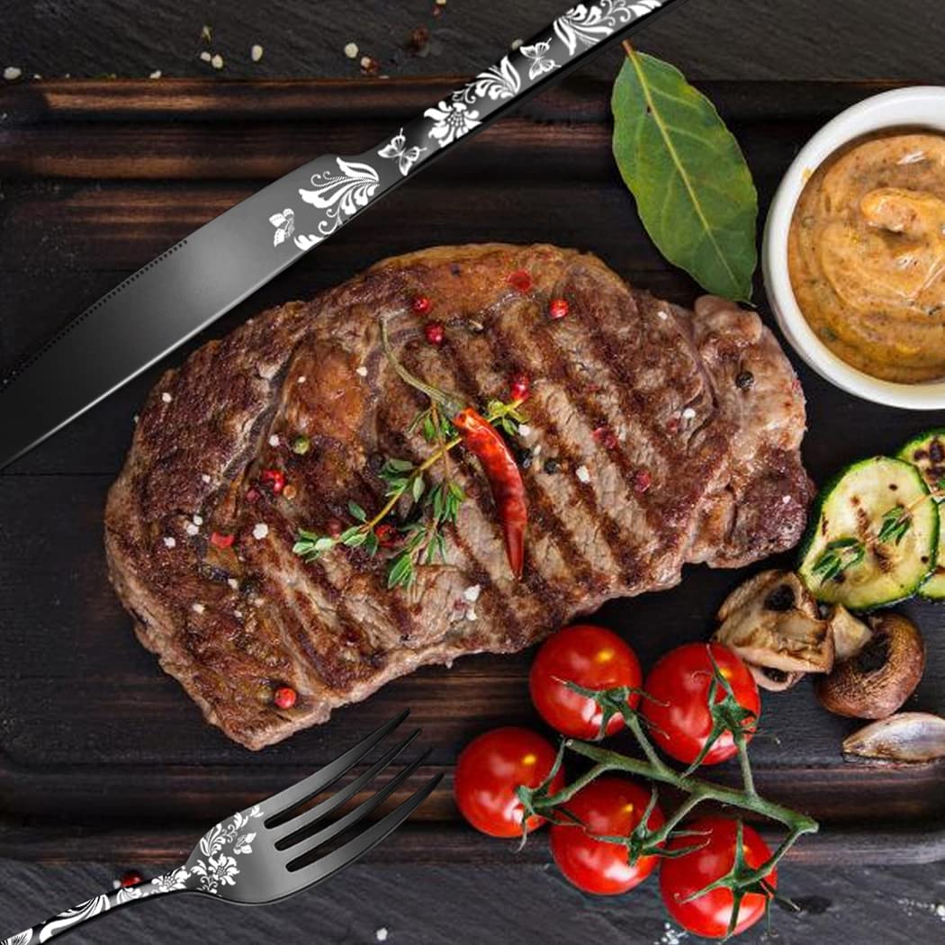 20-Piece Stainless Steel Flatware Set for 4 - Rose Gold Silverware Cutlery with Unique Pattern Design | Includes Dinner Knives, Forks & Spoons | Dishwasher Safe | Perfect for Dining, Entertaining & Everyday Use