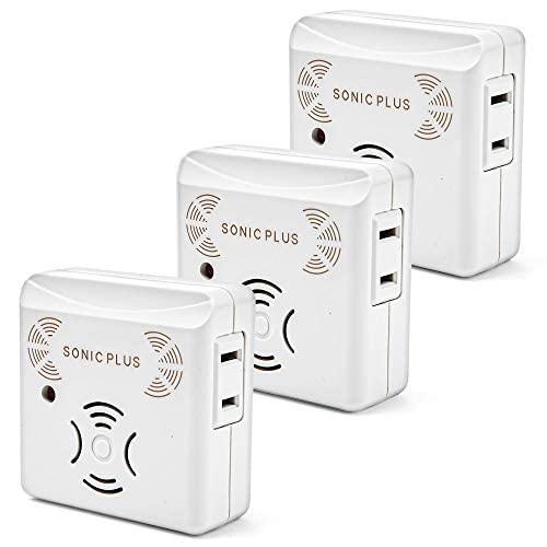 Riddex SonicPlus Ultrasonic Pest Repeller Plug in - 3 Pack White Indoor Electronic Bug & Rodent Repellent for Home Defense | Chemical-Free Insect Control for Bedroom, Kitchen, Garage & Basement