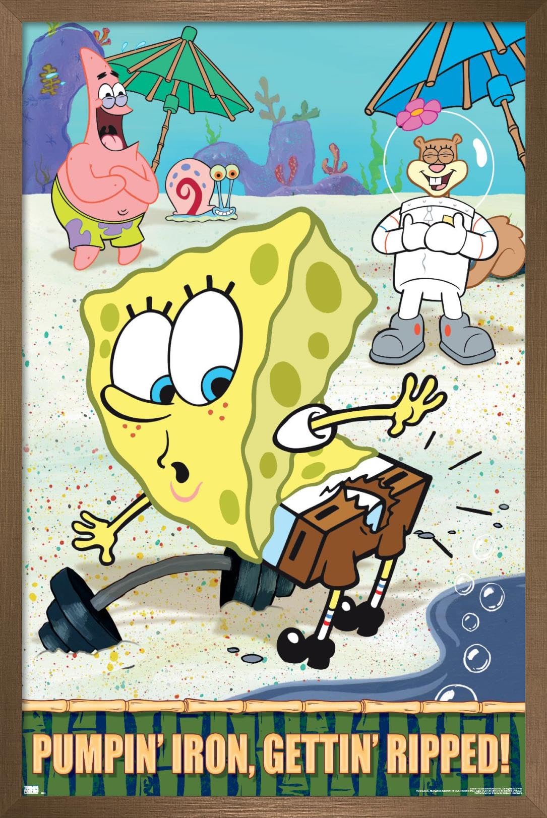 Nickelodeon SpongeBob SquarePants Wall Poster - 14.725 x 22.375 Inches, Bronze Framed Art Print for Kids Room Decor | Perfect for Bedroom, Game Room & Teen Dorm Wall Art