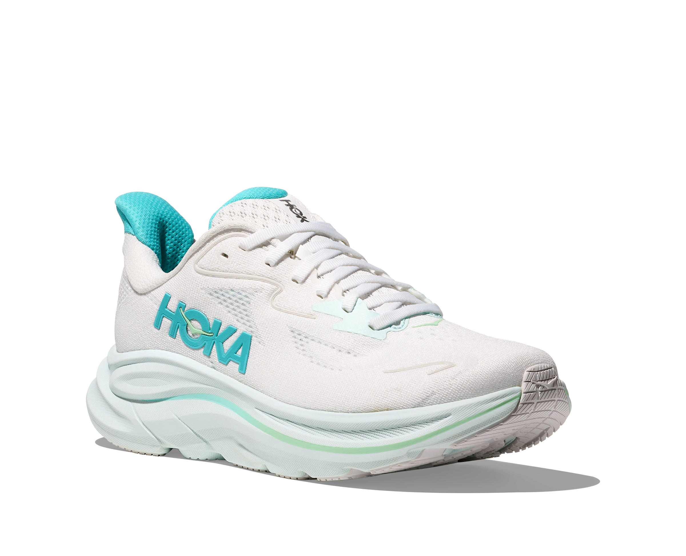 HOKA Women's Clifton 10 WIDE Running Shoes - White/Cielo Blue - Lightweight Cushioned Sneakers for Road Running, Jogging & Gym Workouts