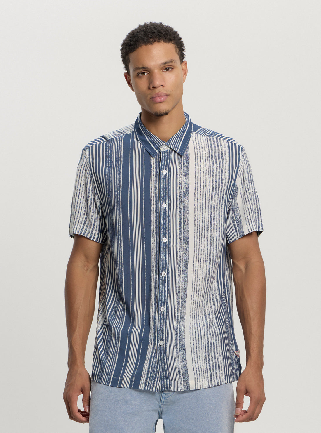 Eco Stripe Short Sleeve Shirt for Men - Breathable Cotton Casual Button Down Shirt | Perfect for Summer, Office Wear & Outdoor Activities