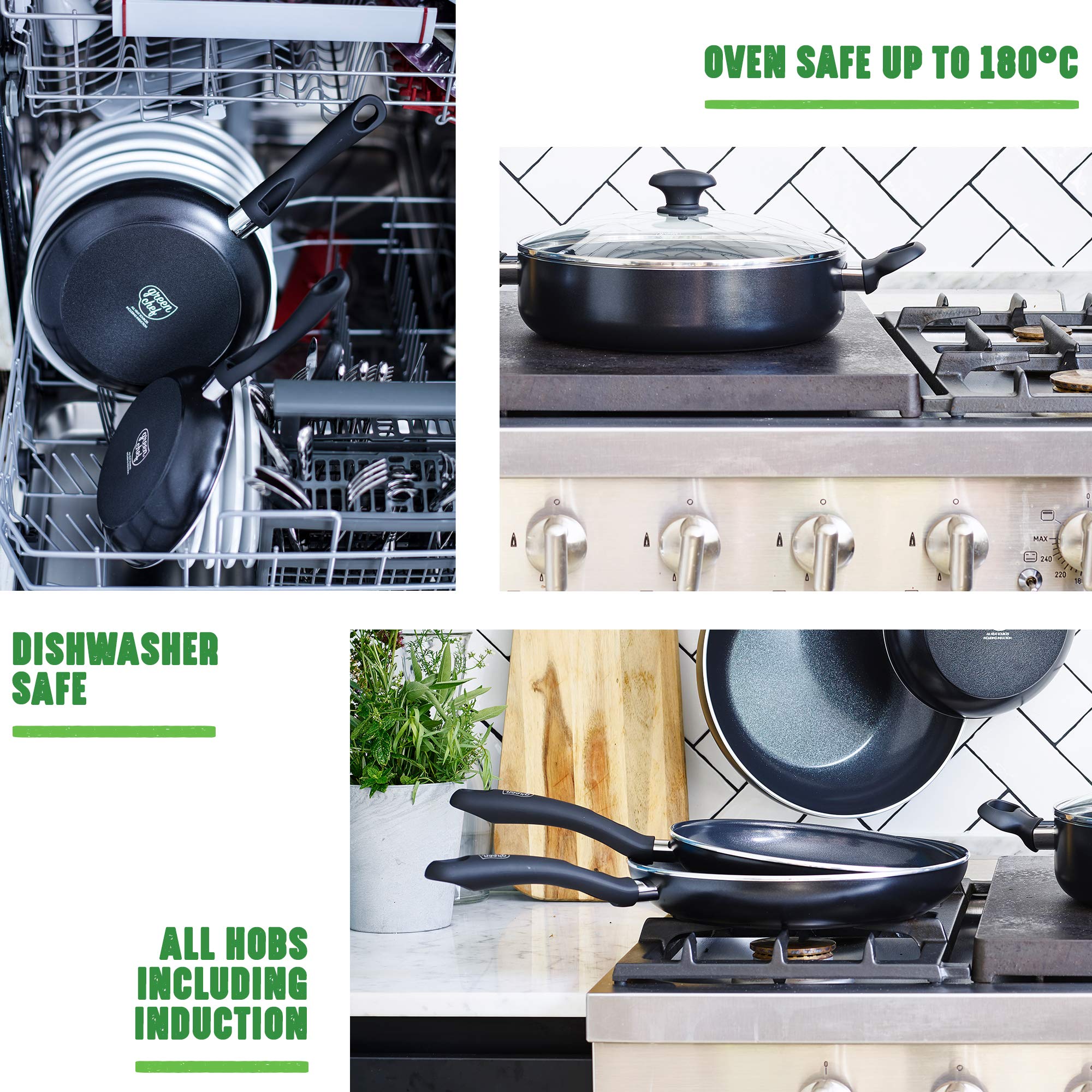 Premium Diamond-Infused Healthy Ceramic Non-Stick 28cm Wok (3.7L) - PFAS-Free, Induction & Oven Safe (160°C) - Black - Perfect for Stir-Frying, Sautéing & Asian Cooking at Home