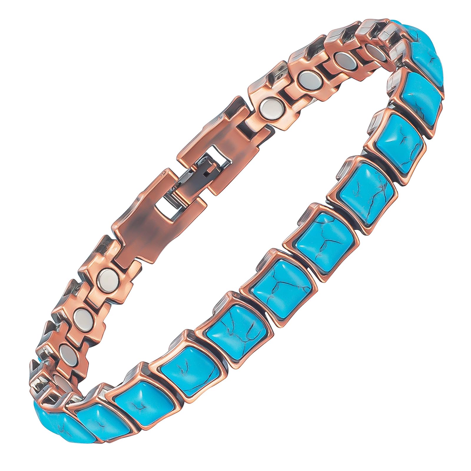 Women's Copper Magnetic Bracelet with 3500 Gauss Ultra Magnets - 2 Extra Links Included for Adjustable Fit - Perfect for Arthritis Pain Relief, Improved Circulation & Everyday Wellness Jewelry