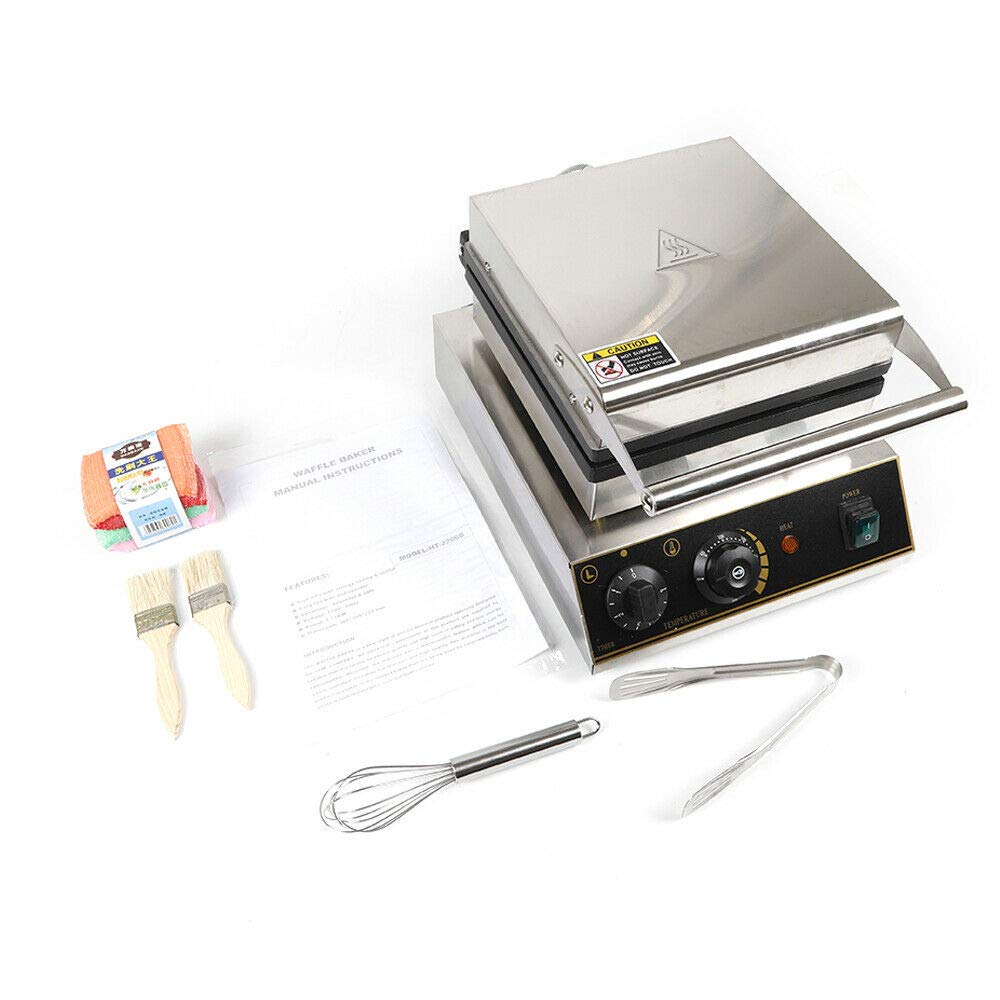 Commercial Belgian Waffle Maker - 4 Grid 1750W Stainless Steel Nonstick Double-Sided Electric Waffle Iron Machine for Bakery, Restaurant, Snack Bar & Home Use - Perfect for Breakfast, Brunch, Desserts & Catering Events