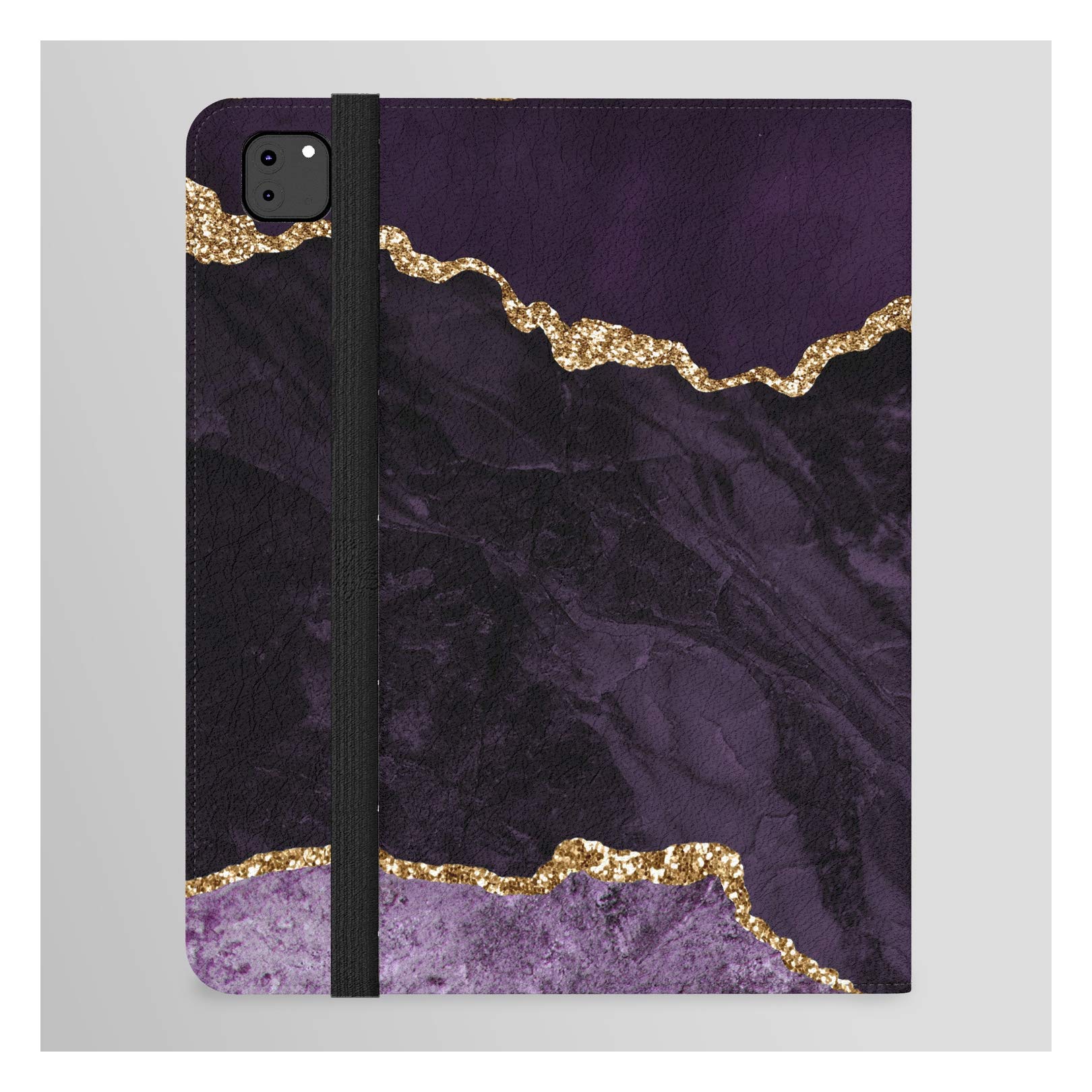 Honey Design Studio Agate Purple Gold Glitter iPad Folio Case - Elegant Protective Cover for iPad 10.2/9.7 Inch | Perfect for Work, Travel & Daily Use