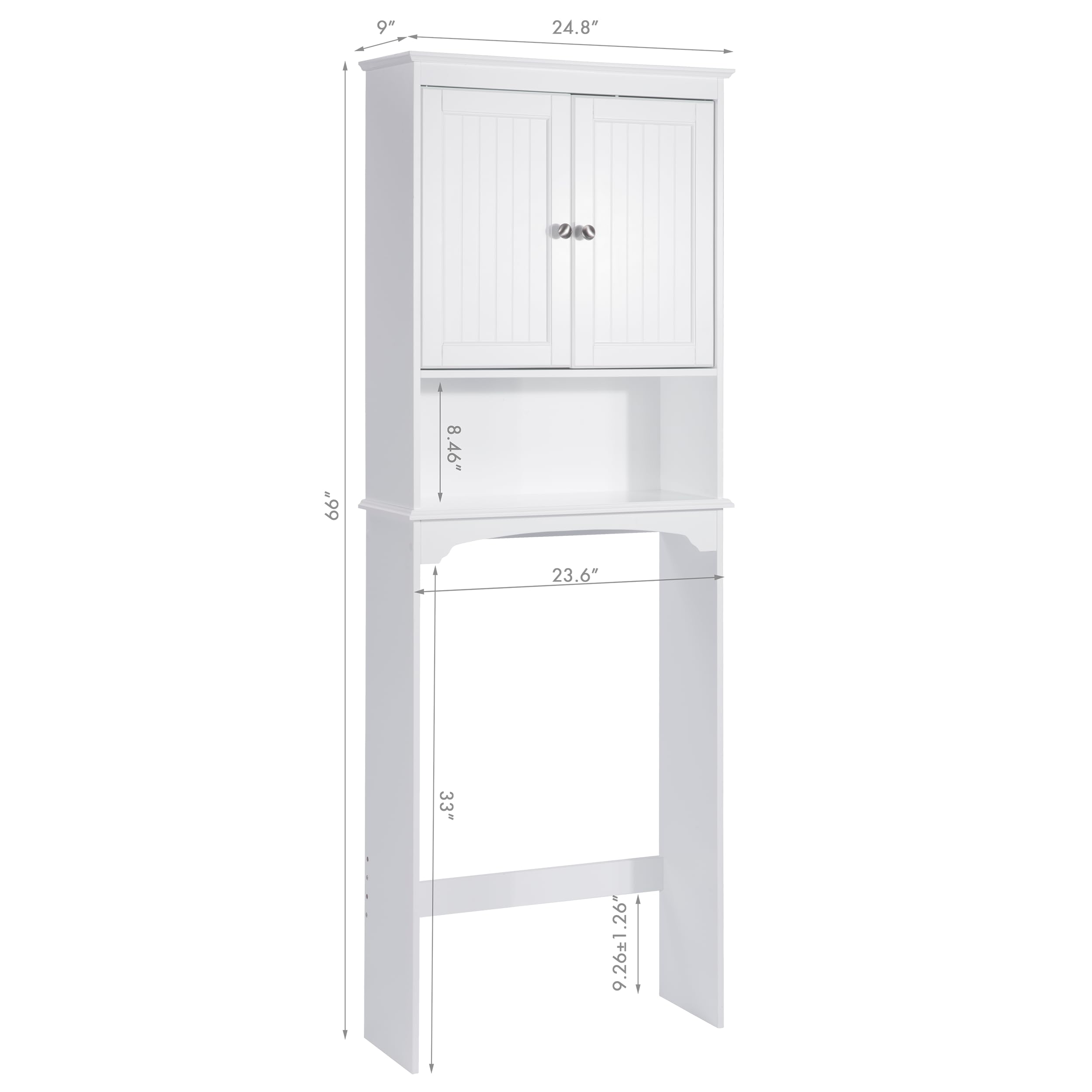 White Over The Toilet Storage Cabinet - Bathroom Shelf Organizer with 3-Tier Space Saving Design for Towels, Toiletries & Decor - Perfect for Small Bathrooms, Apartments & Powder Rooms