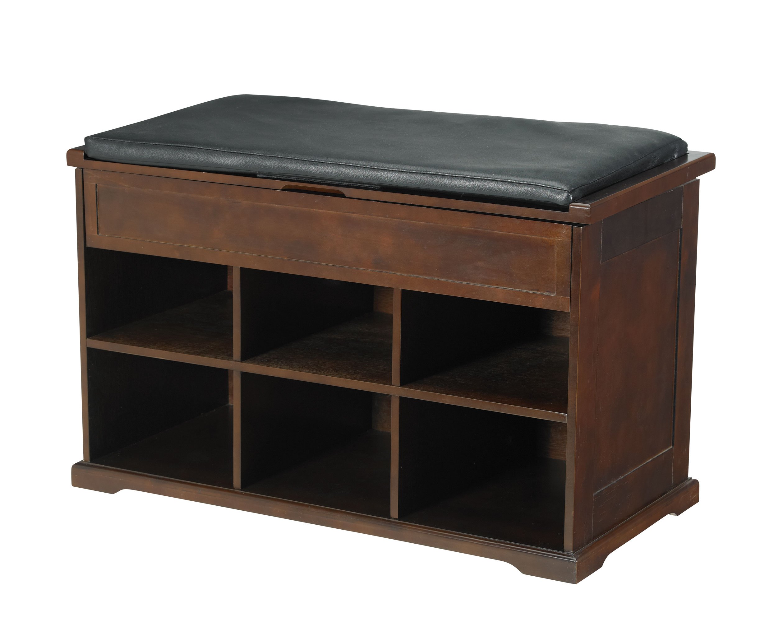 Merry Products Wooden Shoe Bench with Cushion & Storage - Entryway Shoe Rack Bench for Organizing Shoes, Boots & Accessories - Perfect for Hallway, Mudroom or Bedroom Decor