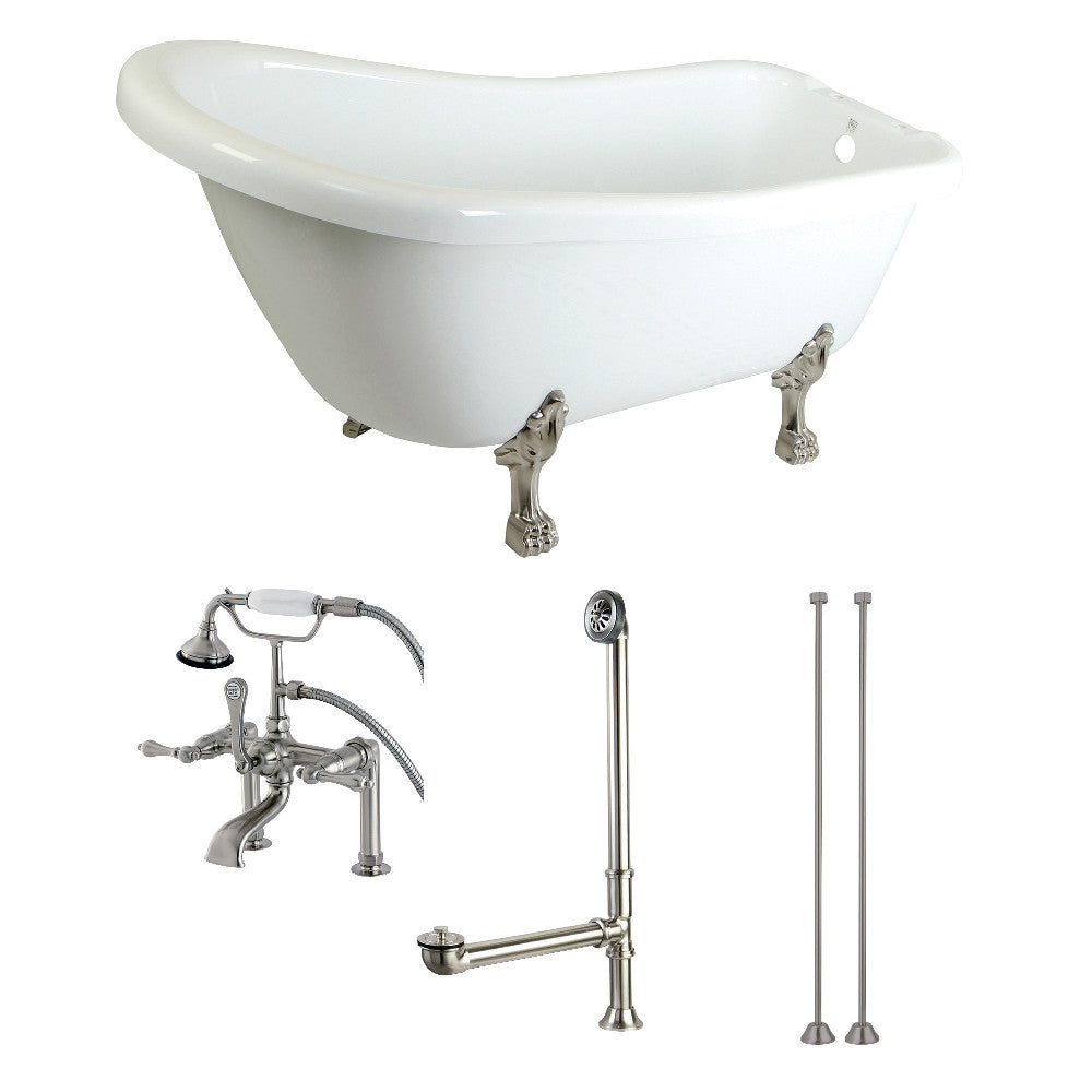 Aqua Eden 67 Inch Acrylic Single Slipper Clawfoot Bathtub with Faucet Combo - Choose Your Finish | Freestanding Soaking Tub for Luxury Bathroom & Spa Retreat