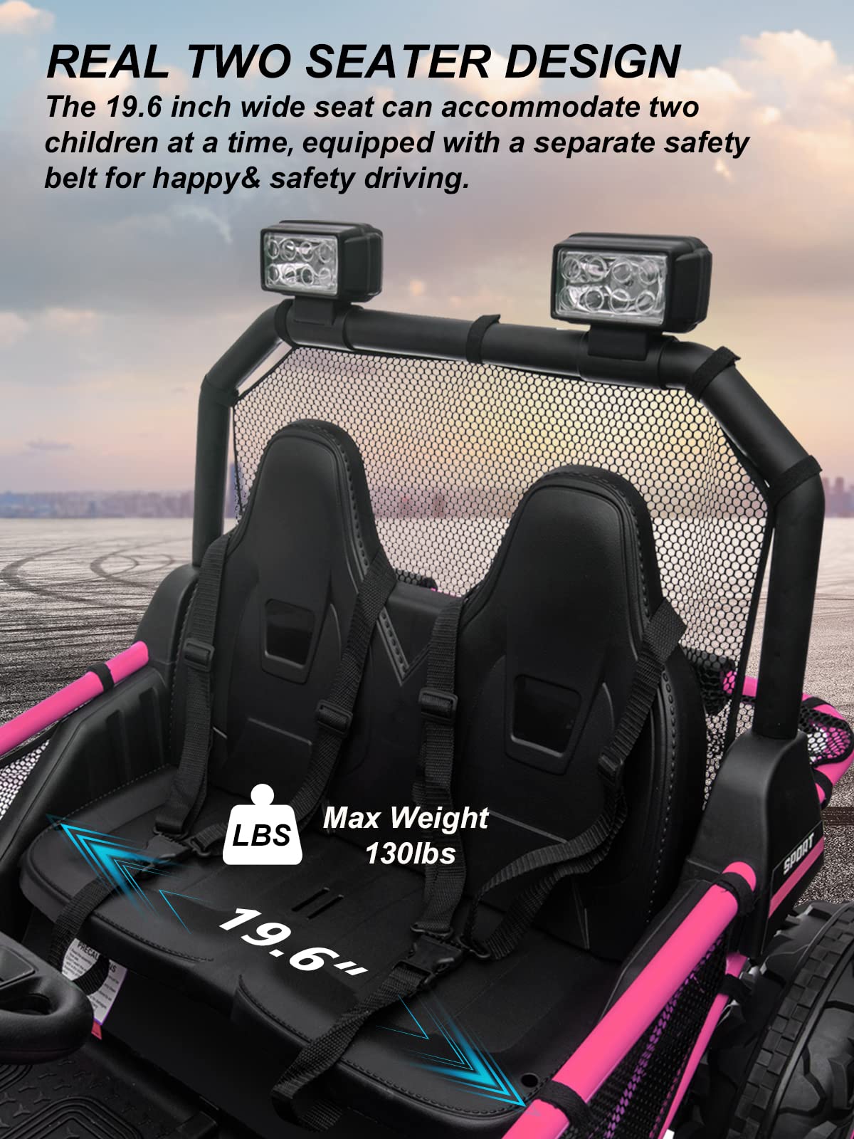 **OTTARO 24V 10AH Kids Electric UTV Car - 2 Seater Ride-On Vehicle with Metal Frame, EVA Wheels, 2x200W Motors, Bluetooth & Remote Control - Max Speed 4.7MPH (Pink) - Perfect for Outdoor Play, Backyard Adventures & Family Fun**