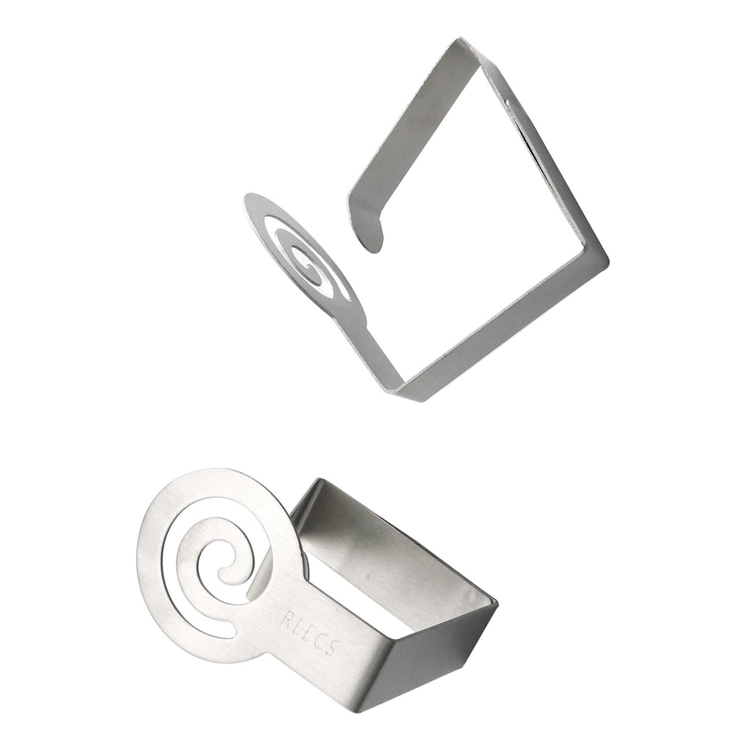RLECS 4-Piece Stainless Steel Tablecloth Clips - Heavy Duty Table Cloth Holders for Wedding, Party & Home Decor - Thread Design Table Cover Clamps (Perfect for Outdoor Picnics, Restaurants & Event Decorations)