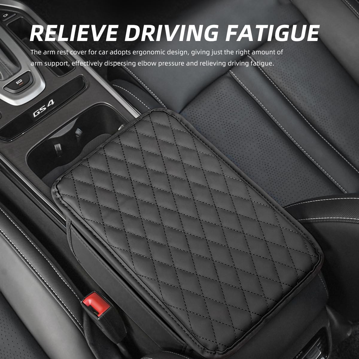 Upgraded Universal Car Center Console Cover - Microfiber Leather Armrest Pad with Side Pockets, Black - Perfect for Sedans, SUVs & Trucks - Protects Interior & Adds Comfort While Driving