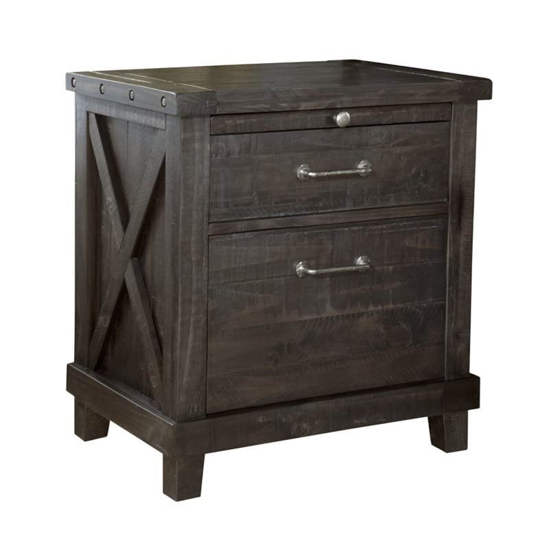 BOWERY HILL 1 Drawer Wooden Nightstand with Storage - Modern Cafe Brown Bedside Table for Bedroom, Living Room & Office