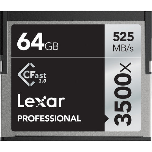 Lexar 64GB Professional 3500x CFast 2.0 Memory Card - High-Speed Performance for DSLR Cameras, 4K Video Recording & Professional Photography