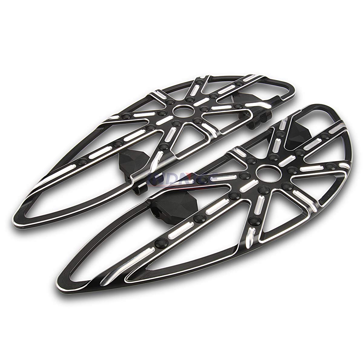 Happy-Motor Black Gauge Driver Footboards for Harley FLHX Street Glide, Switchback FLD, Touring Softail Dyna & Road King Tri Glide Ultra - Premium Motorcycle Floorboards for Comfortable Long Rides & Highway Cruising