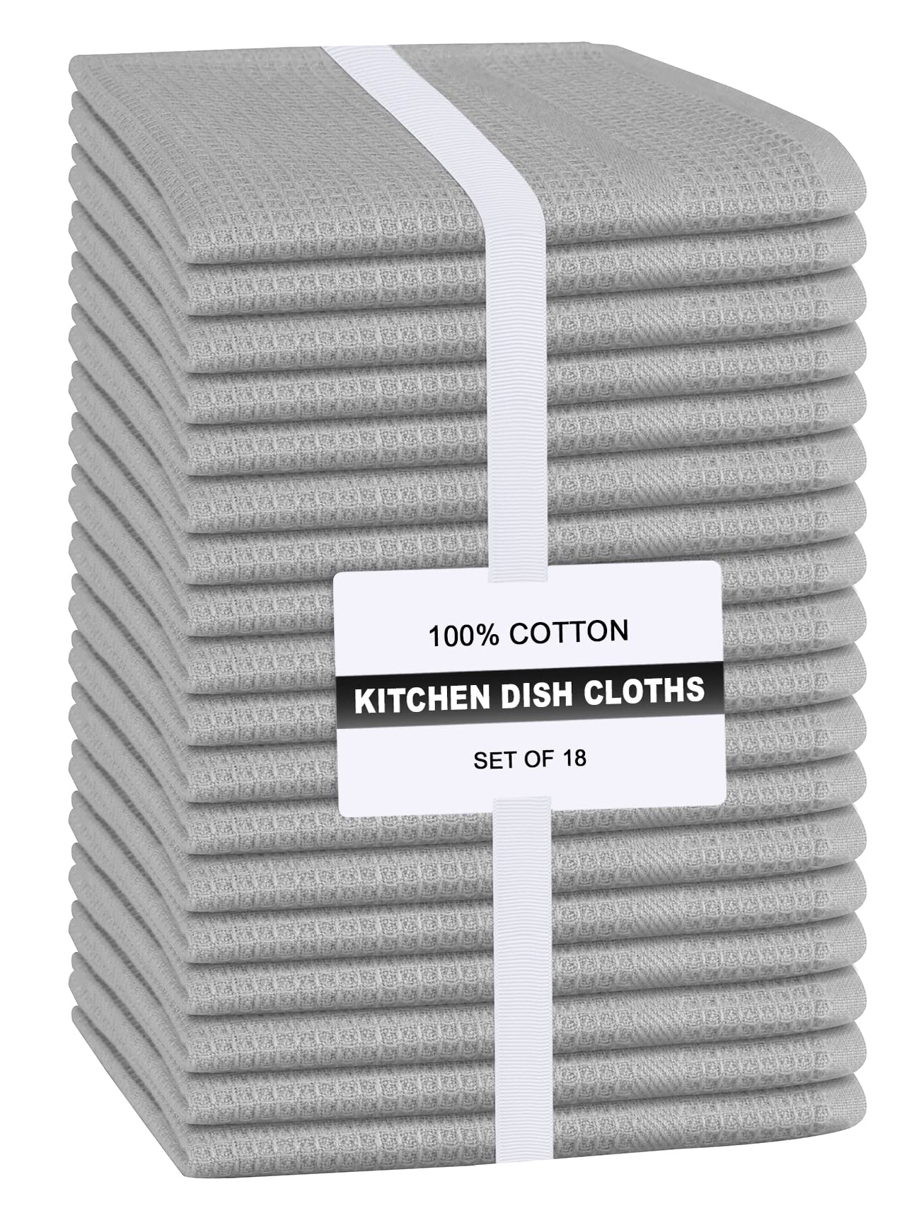 Premium 18-Pack 100% Cotton Linen Dish Cloths - 12x12 Inch Super Absorbent & Durable Kitchen Towels for Washing Dishes, Restaurant Cleaning, Bar Mops & Home Use - Soft & Washable Gray Dish Rags - Perfect for Daily Kitchen Cleaning, Spill Absorption & Glassware Polishing