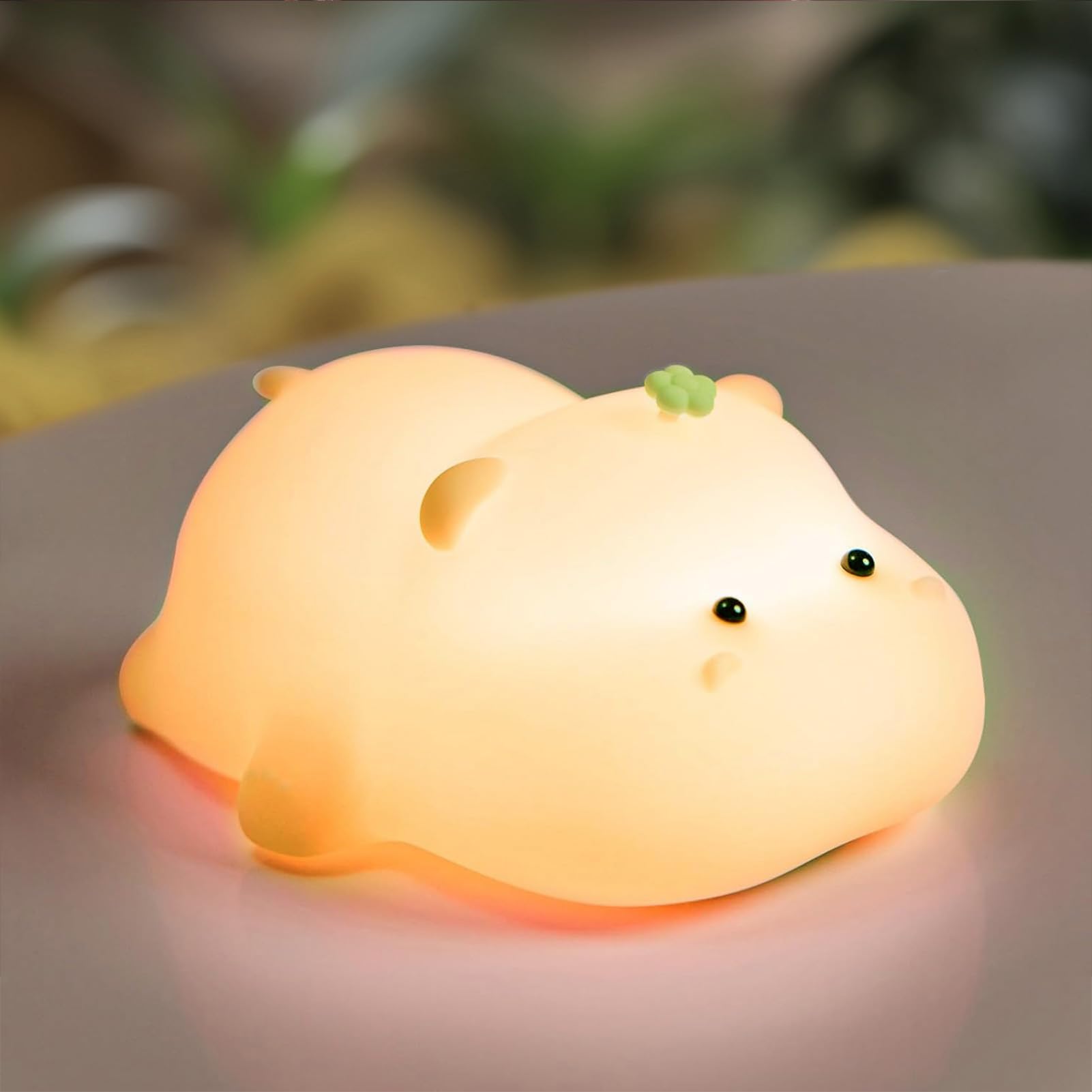 VTIGER Pink Hippo Night Light - LED Squishy Cute Lamp for Kids, Dimmable Silicone Hippo Nightlight with Rechargeable Touch Control | Perfect for Baby Nursery, Girls Bedroom & Breastfeeding Room Decor | Creates Soothing Ambiance for Sleep Time and Night Feedings