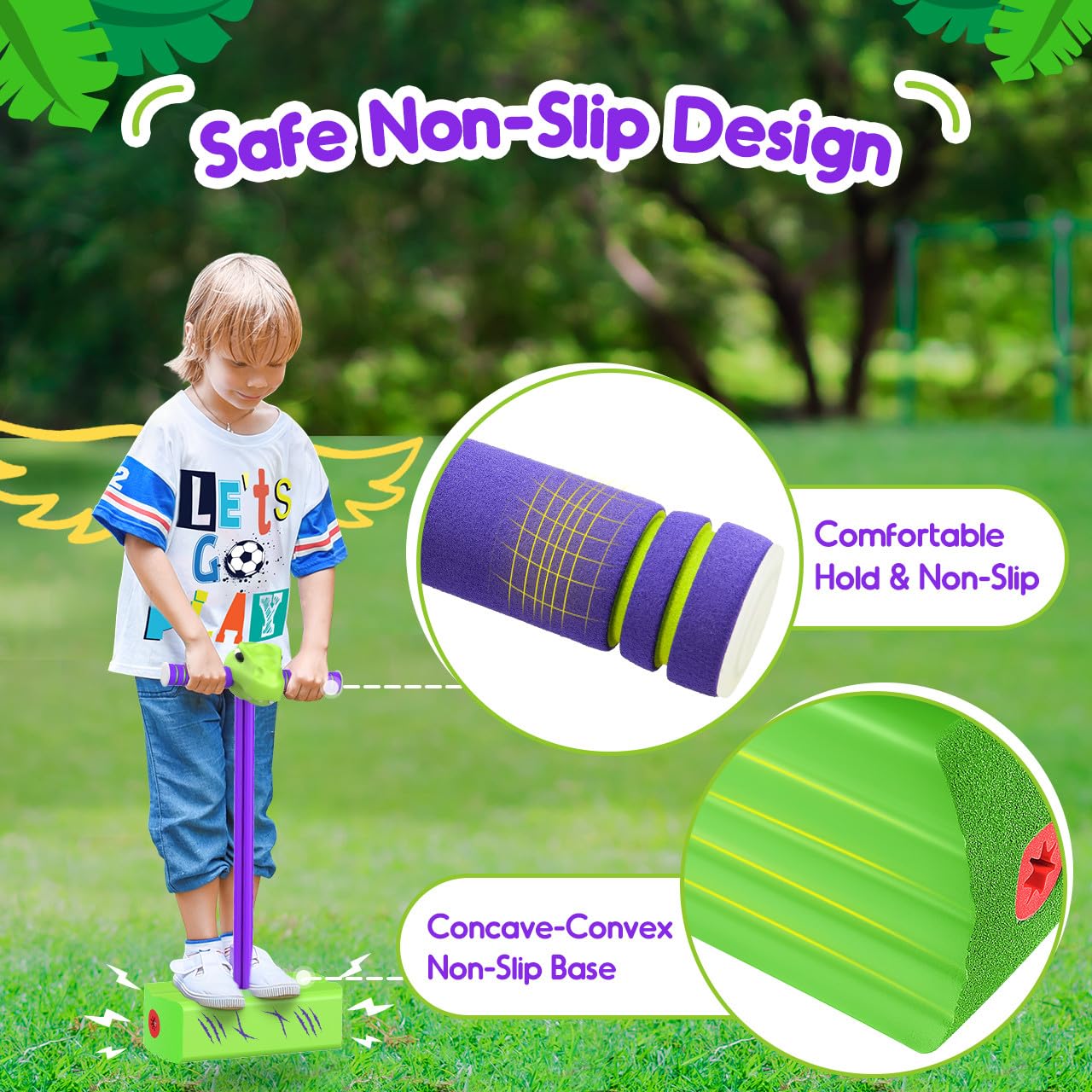 CUUGO LET'S GO! CG Jumping Foam Pogo Stick - Dinosaur Toys for Kids, Outdoor Fun, Birthday Party Gifts, Easter Basket Stuffers for Ages 5-7, Perfect for Backyard Play and Active Learning